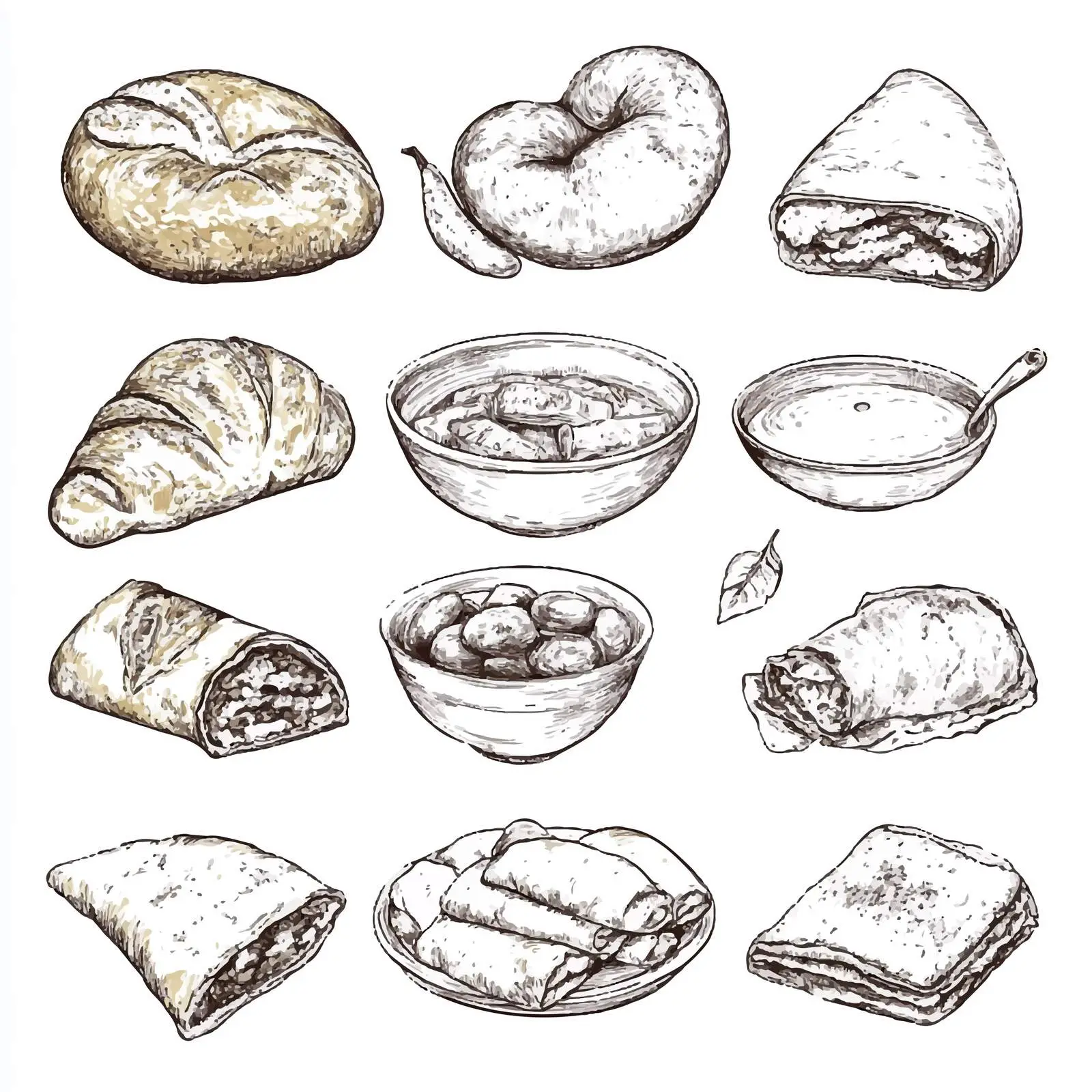 Hand Drawn Turkish Cuisine Sketch Collection – free traditional dish image from Dotvec