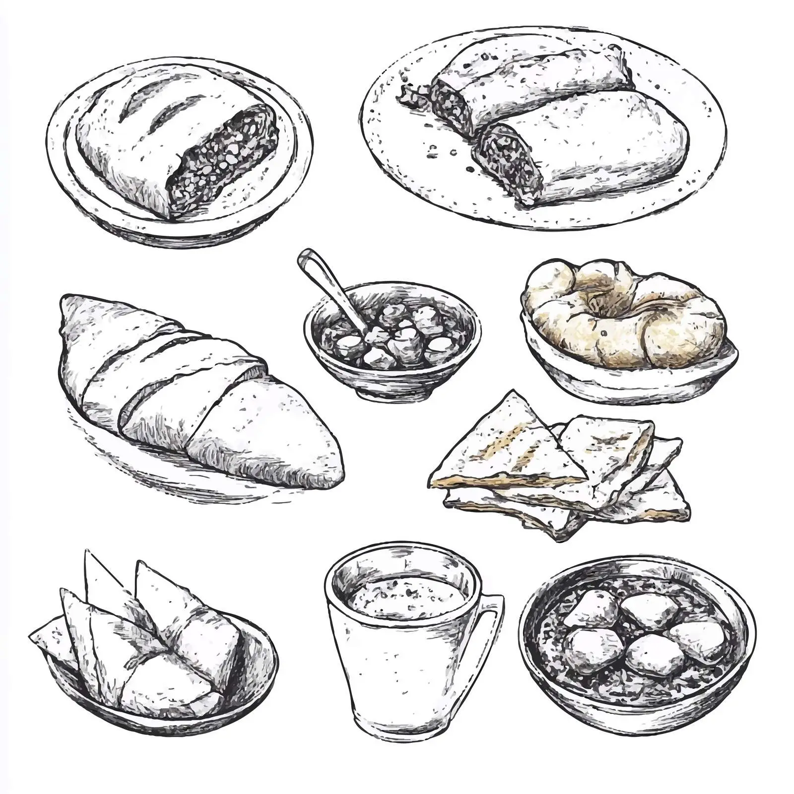 Hand-Drawn Turkish Cuisine Sketch Collection – free cuisines image from Dotvec