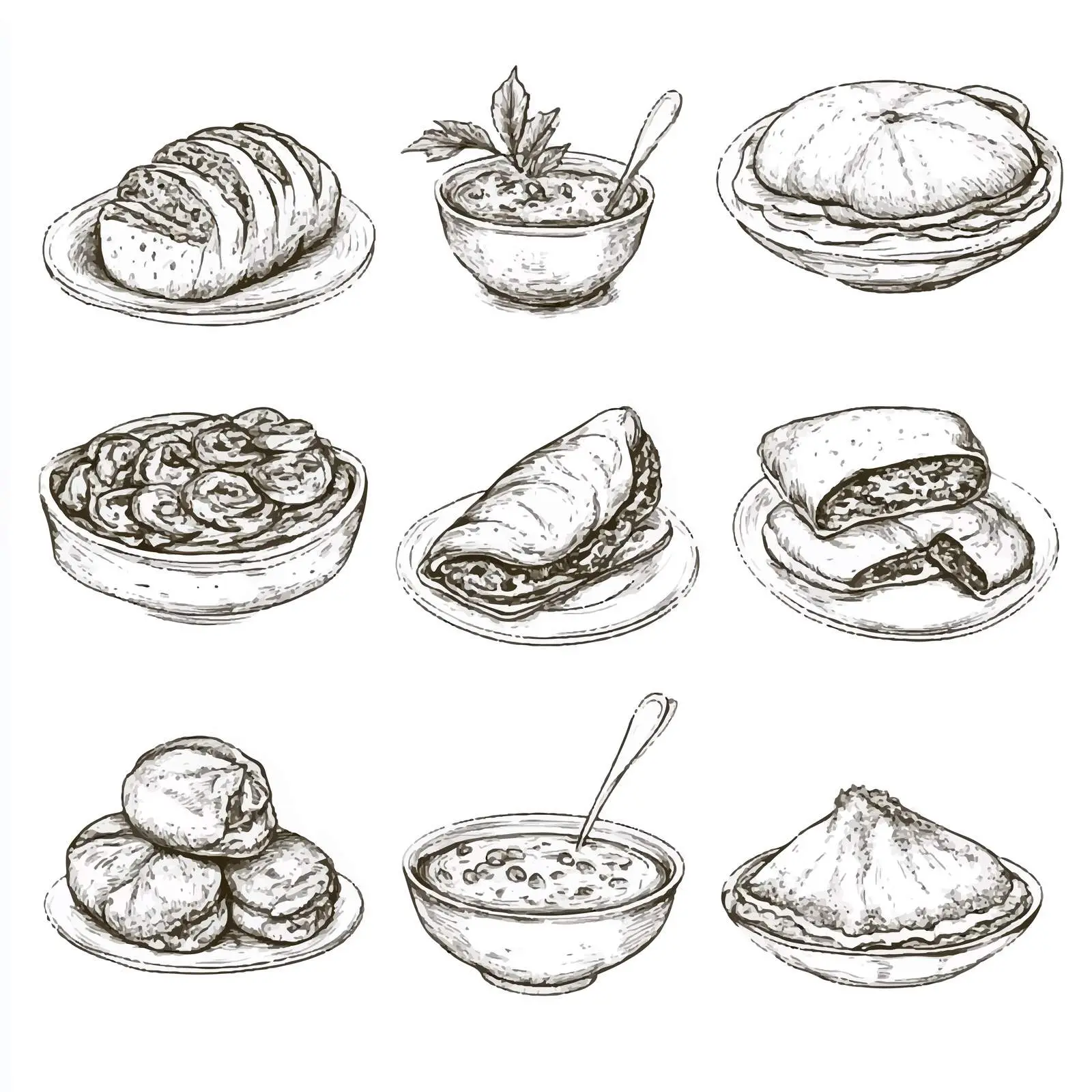 Hand-Drawn Turkish Cuisine Sketch Collection – free traditional dish image from Dotvec