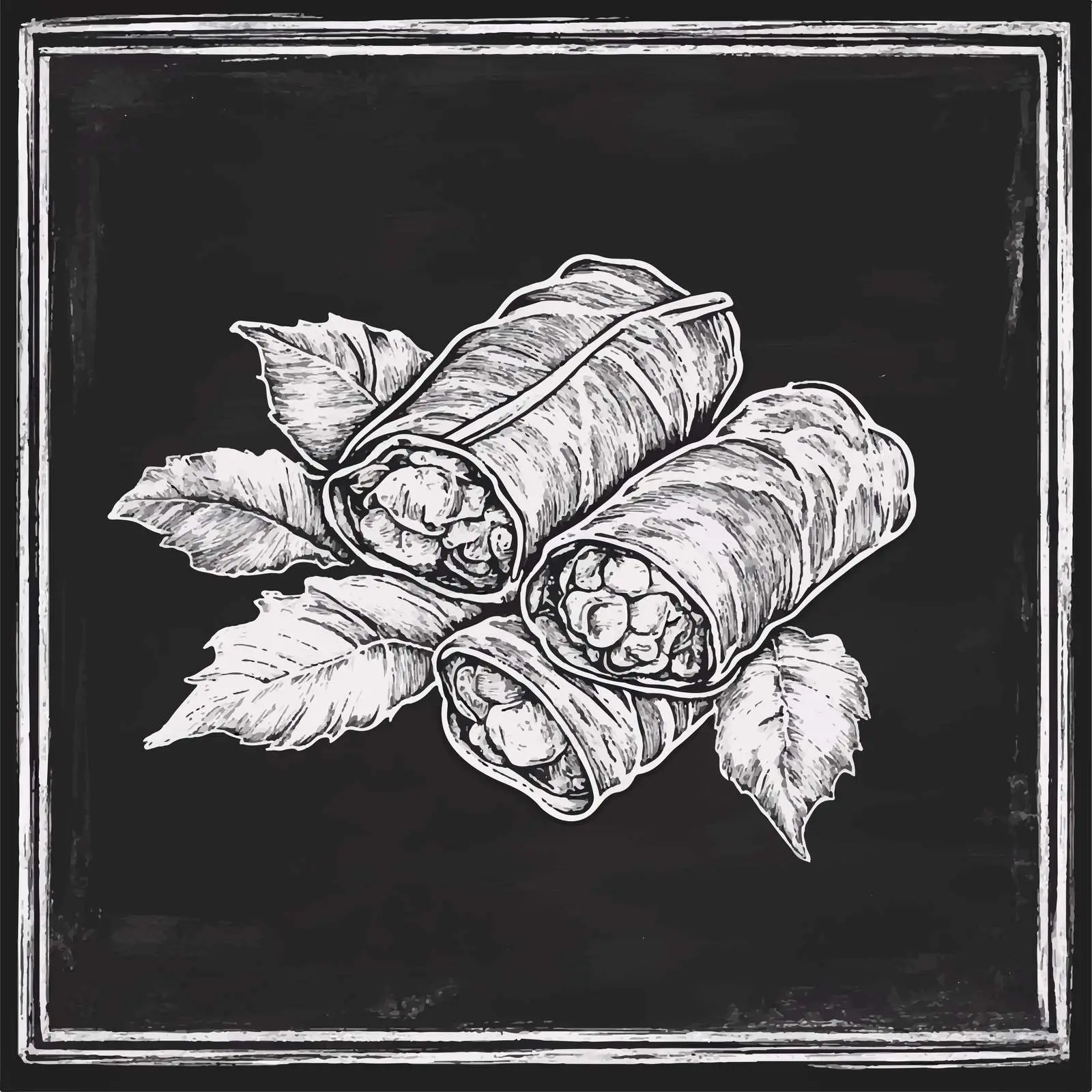 Hand-Drawn Turkish Dolma Sketch on Chalkboard – free greece image from Dotvec