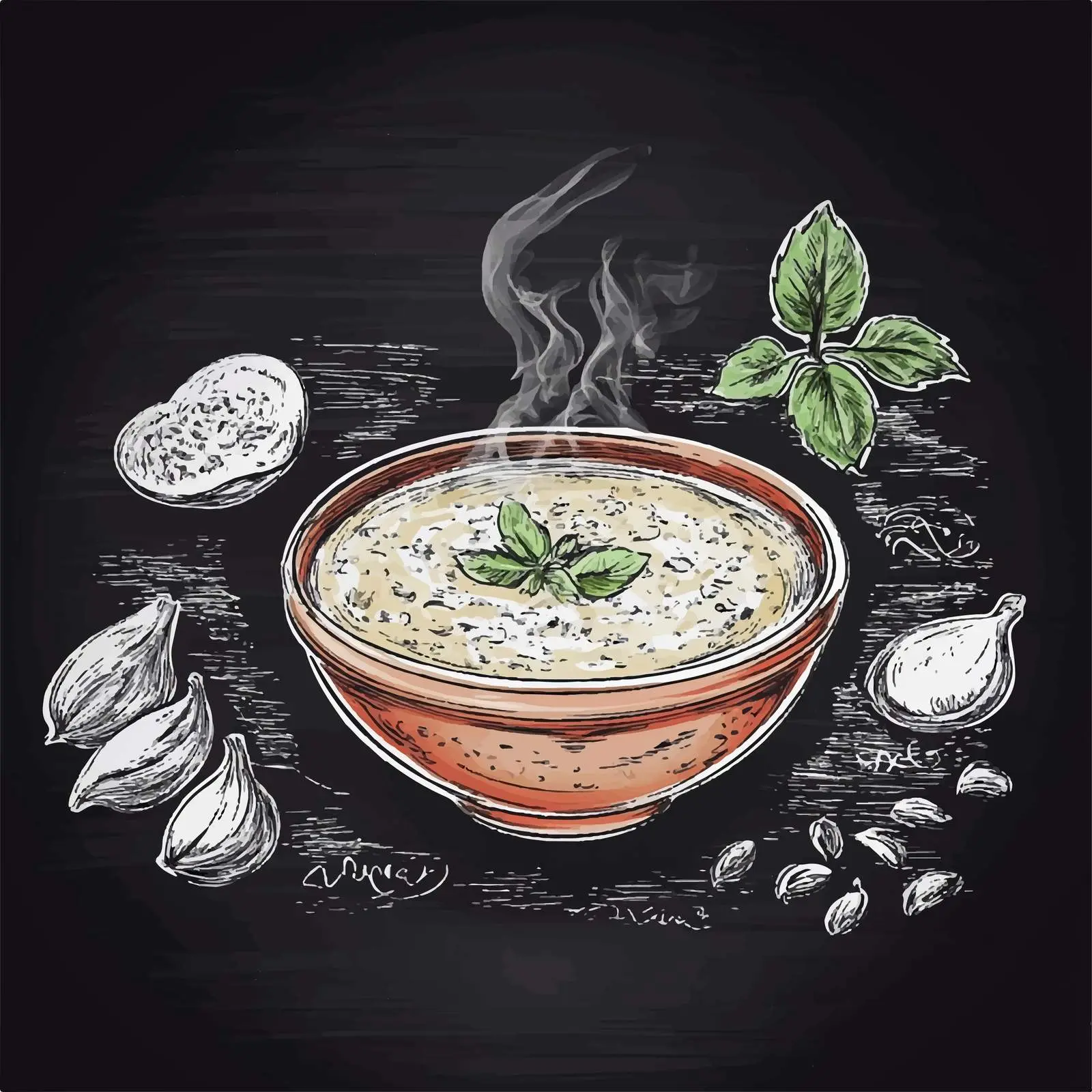 Hand Drawn Turkish Soup Sketch on Chalkboard — free download from Dotvec