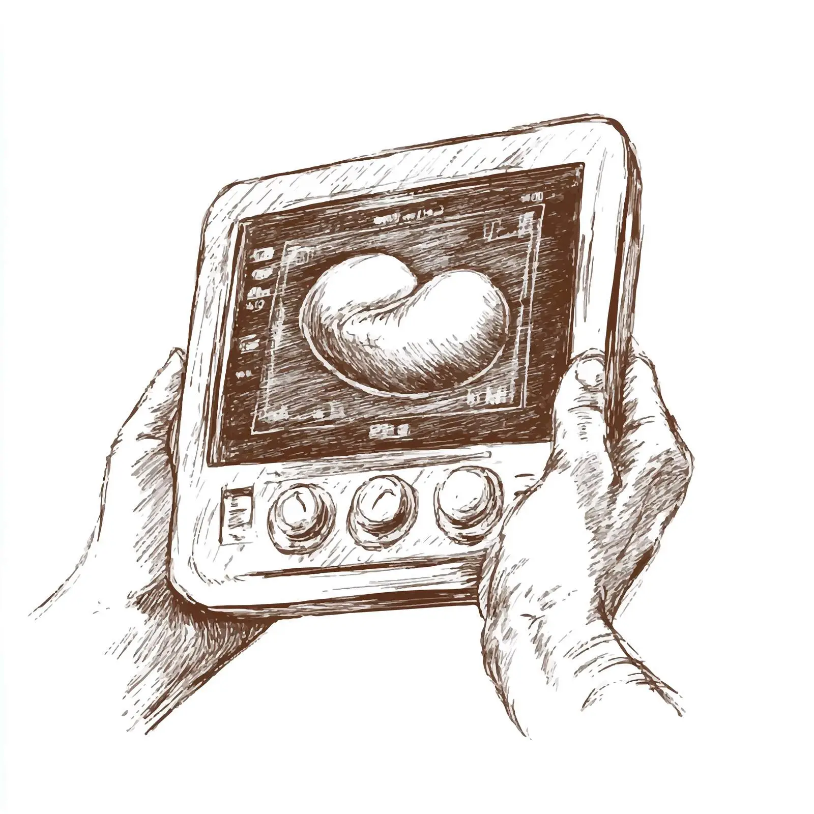 Hand-Drawn Ultrasound Scanner Sketch in Hand — free download from Dotvec