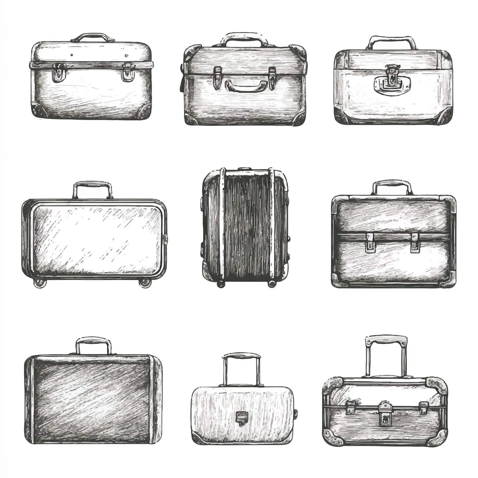 Hand-Drawn Vintage Suitcase Sketch — free download from Dotvec