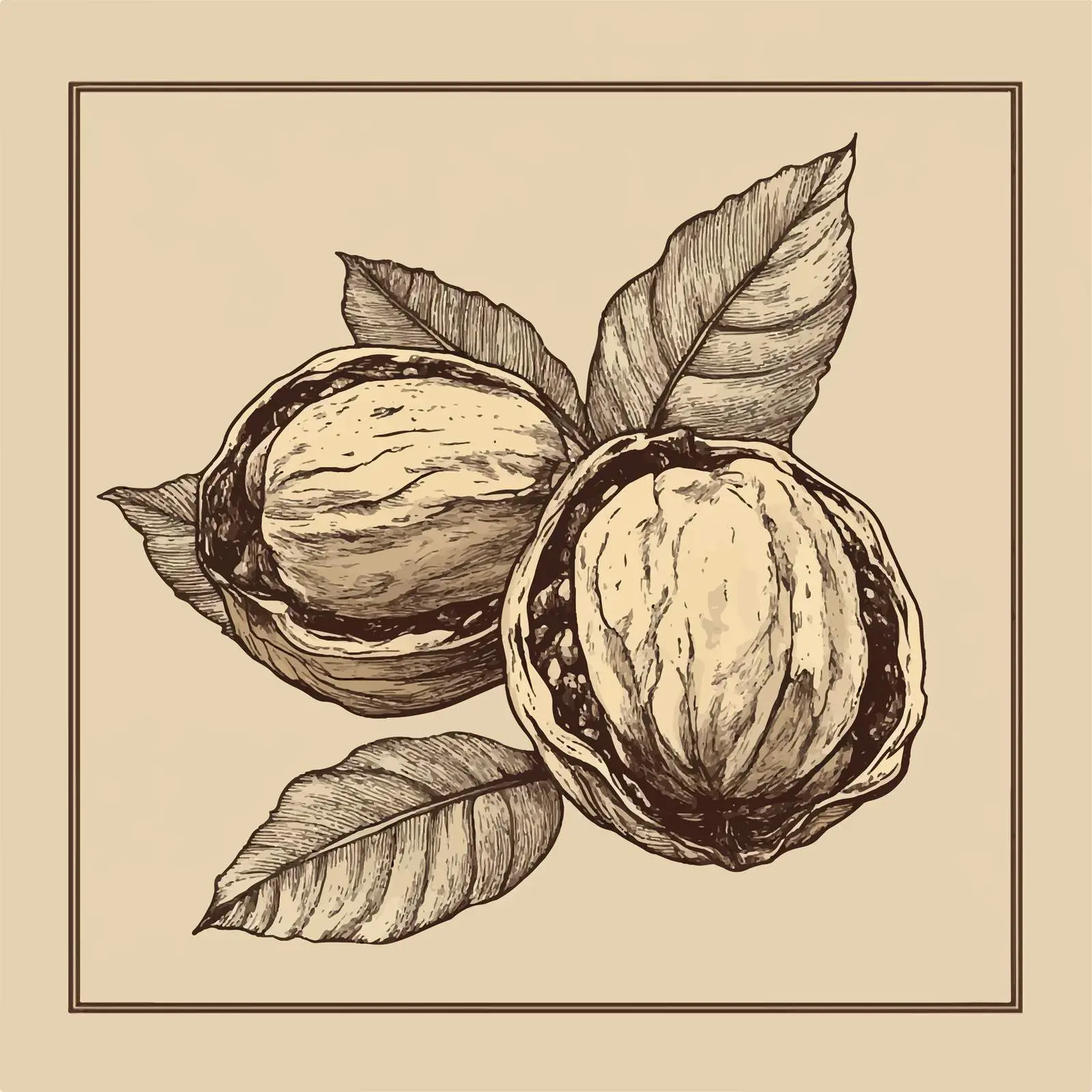 Hand-Drawn Walnut on Beige Background — free download from Dotvec