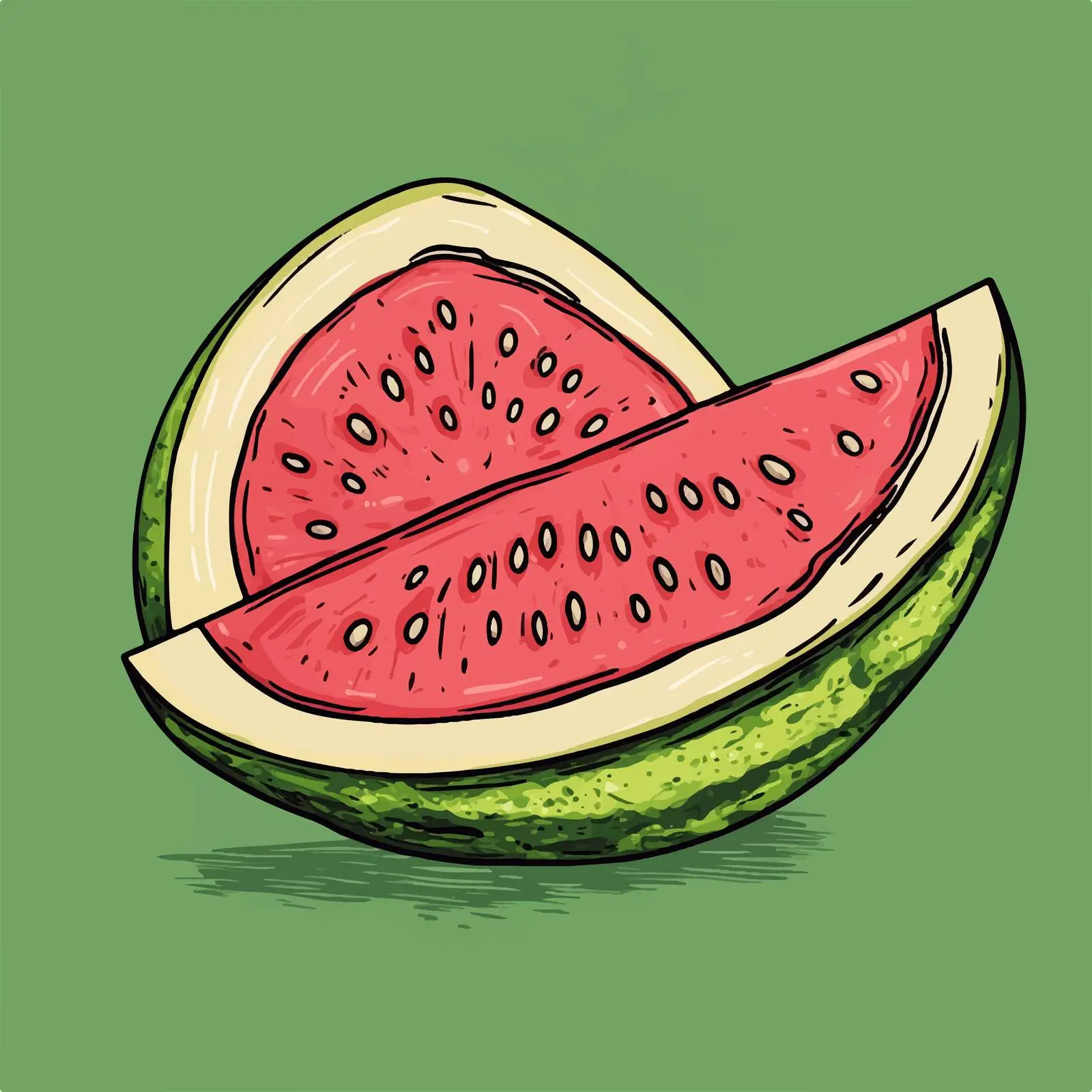 Hand-Drawn Watermelon on Green Background — free download from Dotvec