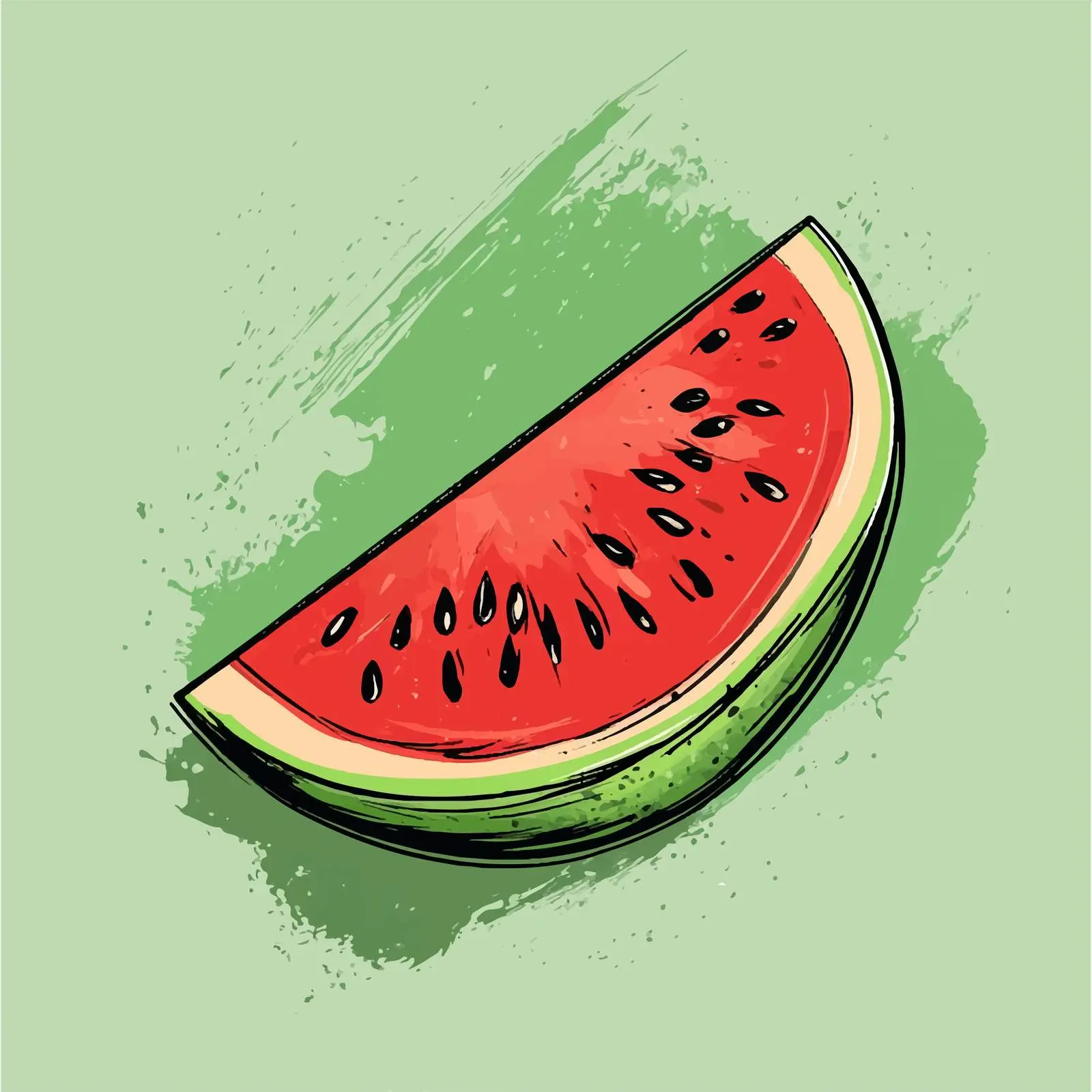 Hand-Drawn Watermelon on Green Blot — free download from Dotvec
