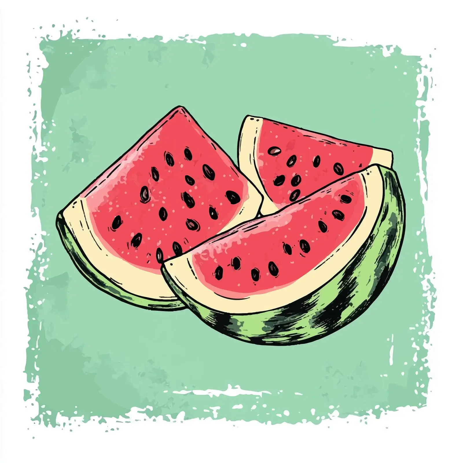 Hand-Drawn Watermelon on Green Blemish — free download from Dotvec