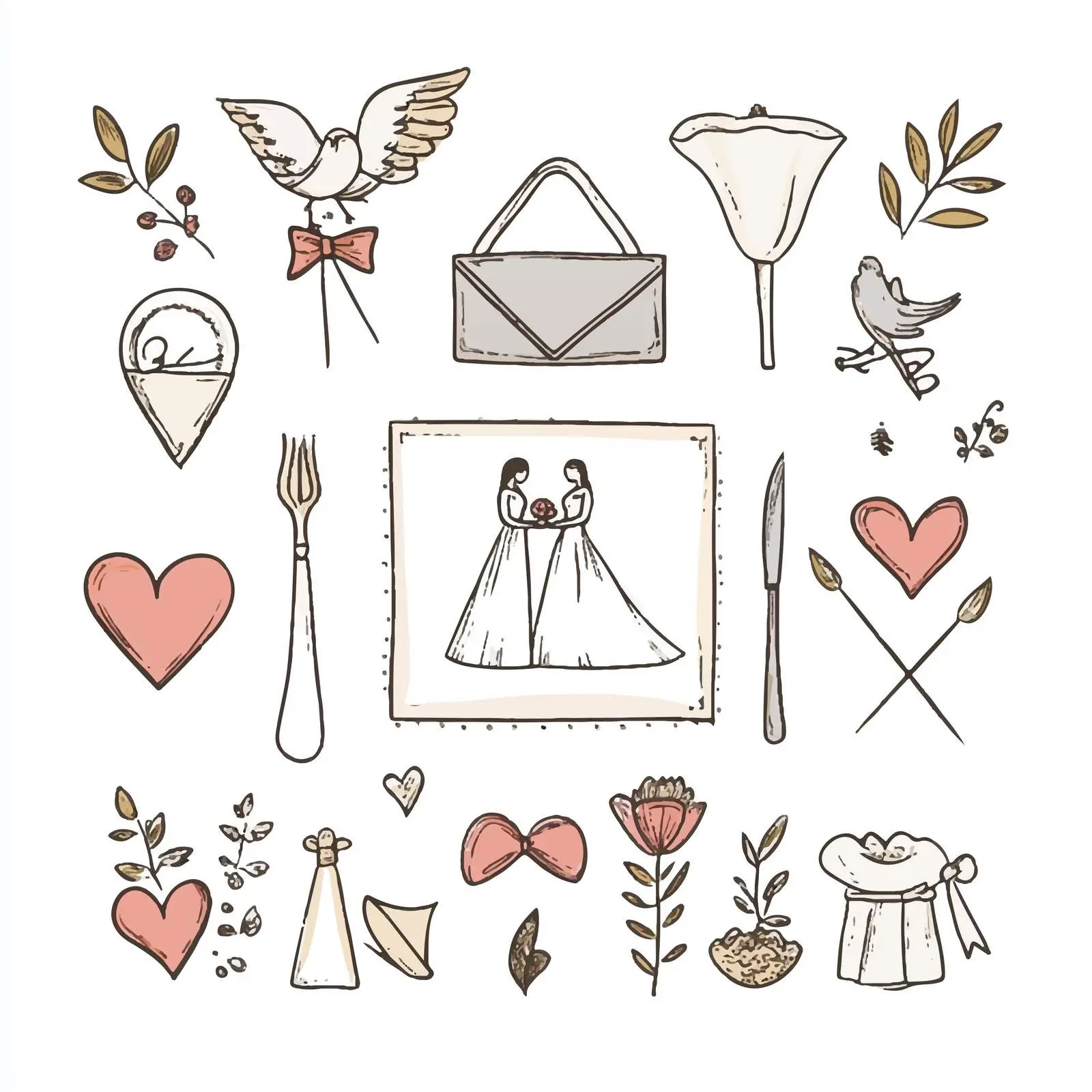 Hand Drawn Wedding Postcard Sketch Design — free download from Dotvec