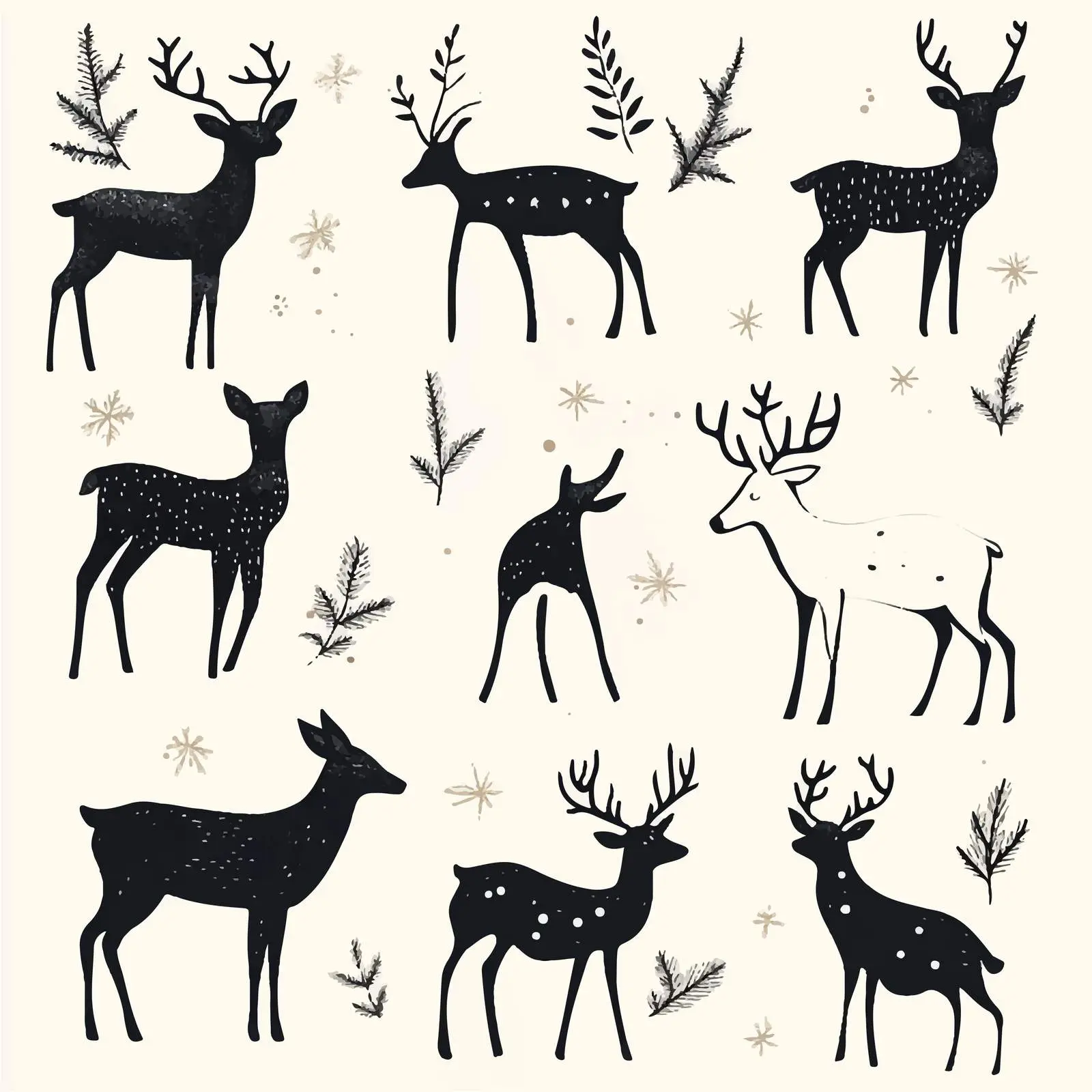 Hand-Drawn Winter Holiday Deer Sketches — free download from Dotvec