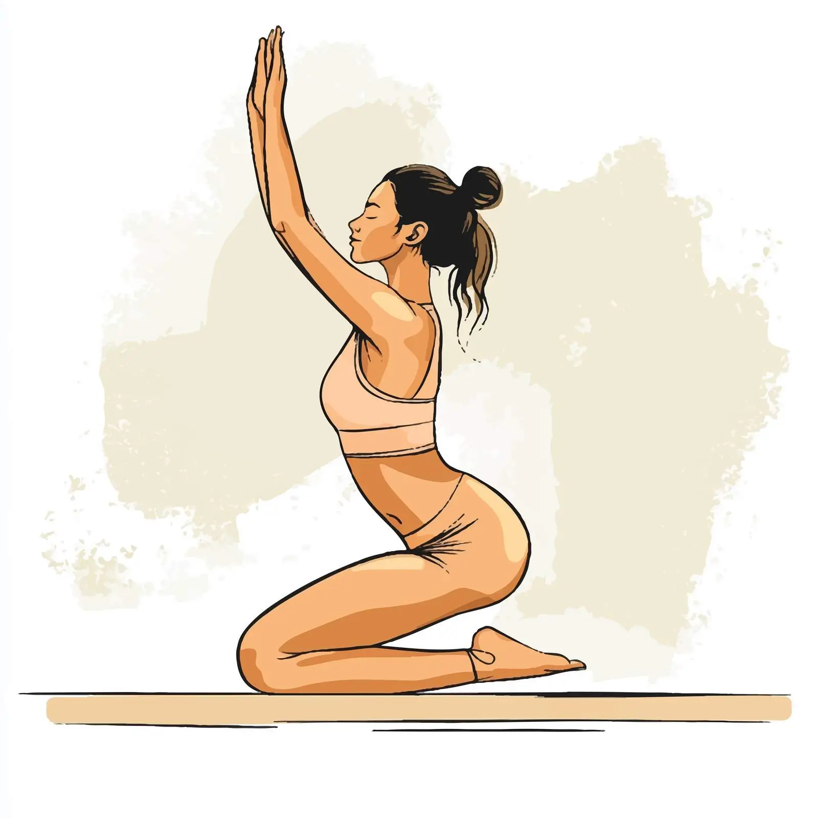 Woman Practicing Yoga Stretching Vector Illustration — free download from Dotvec