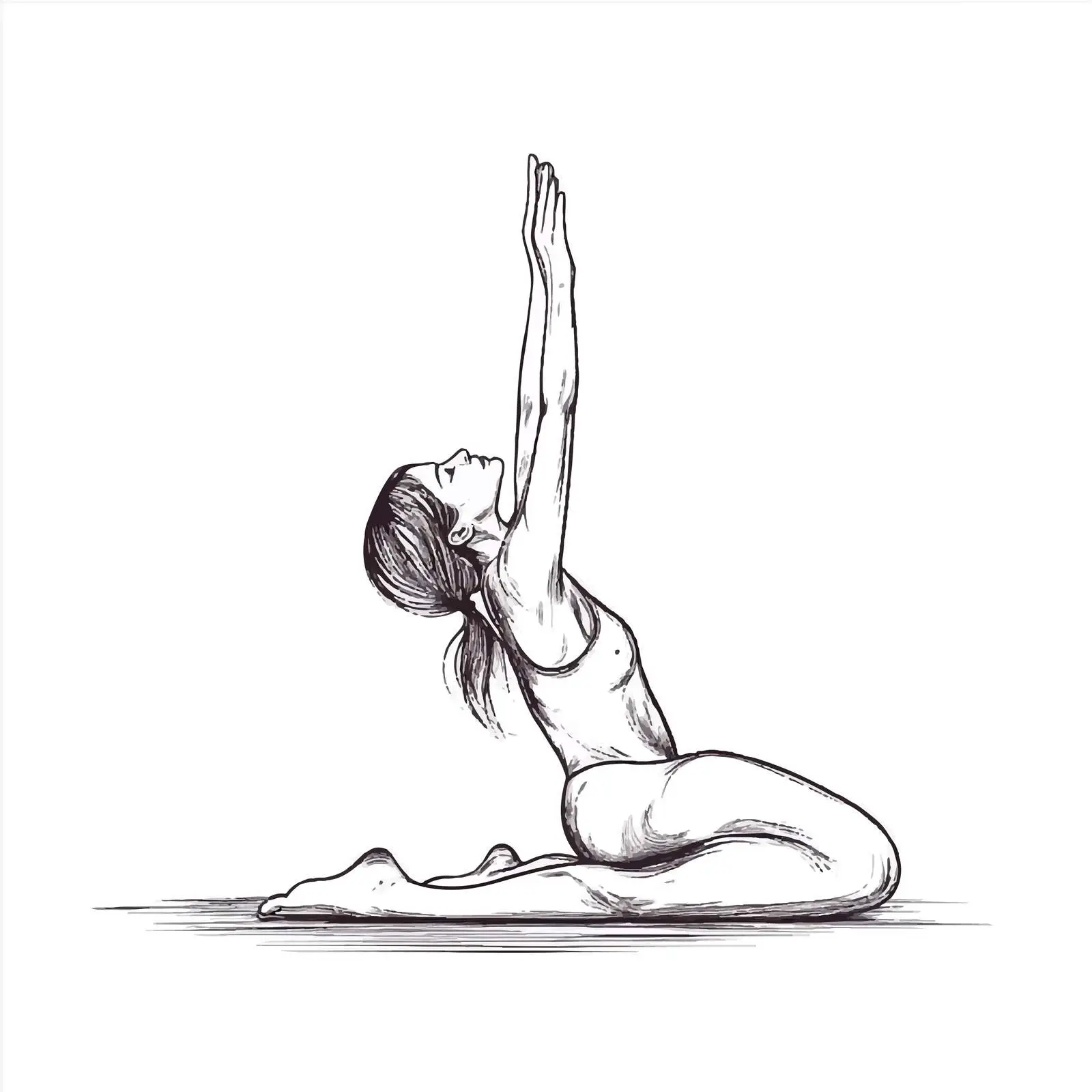 Hand-Drawn Yoga Woman in Ustrasana Pose — free download from Dotvec