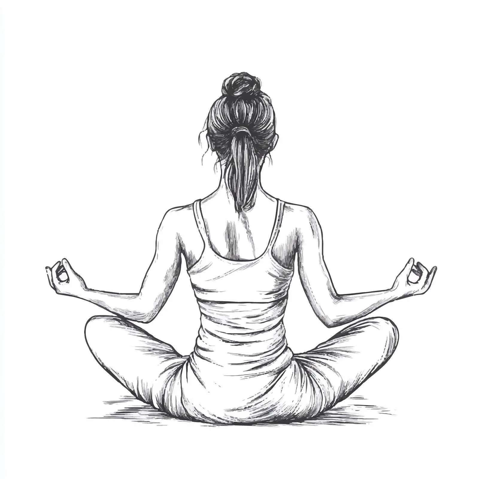 Woman Practicing Sukhasana Yoga Vector Illustration — free download from Dotvec