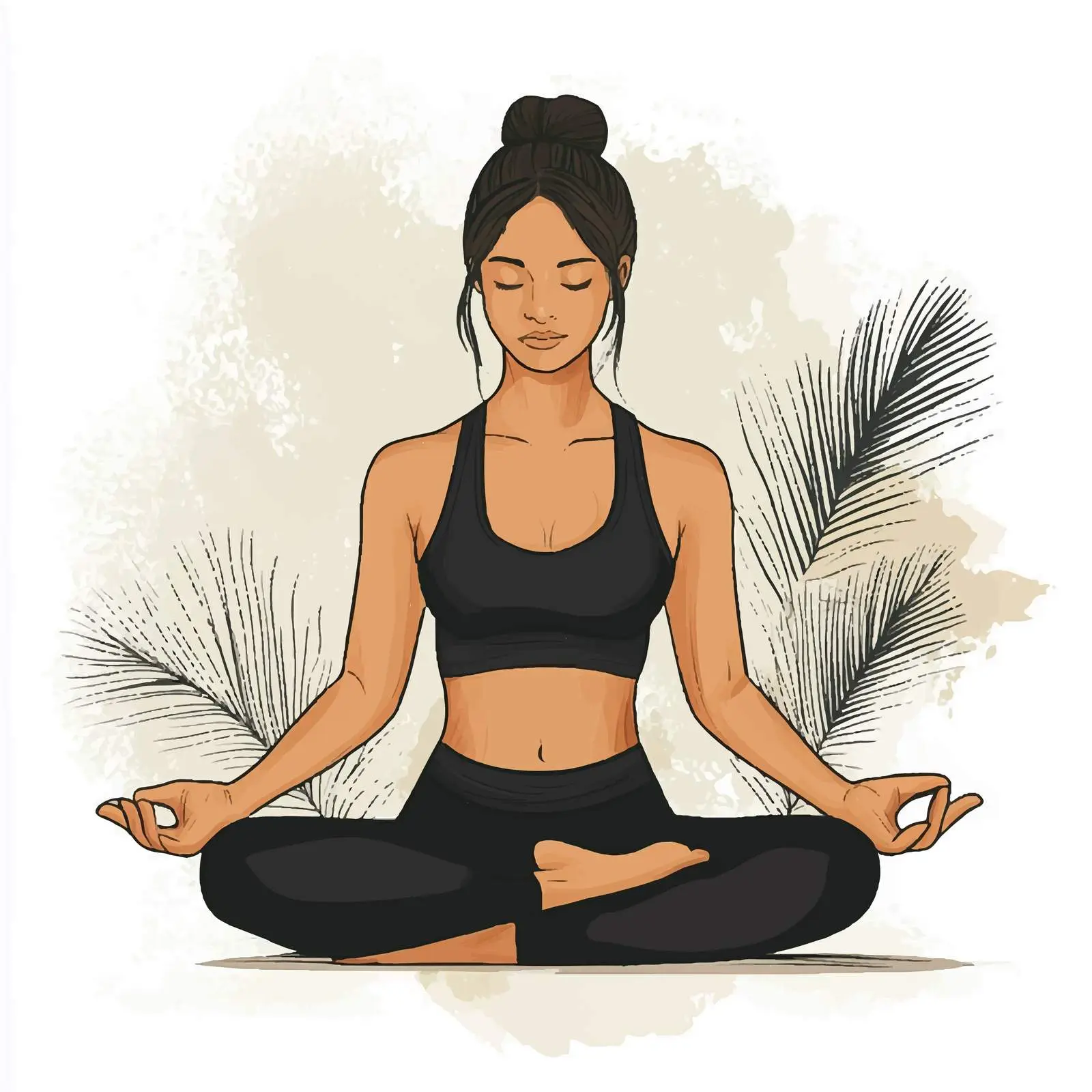 Hand Drawn Woman in Sukhasana Yoga Pose — free download from Dotvec