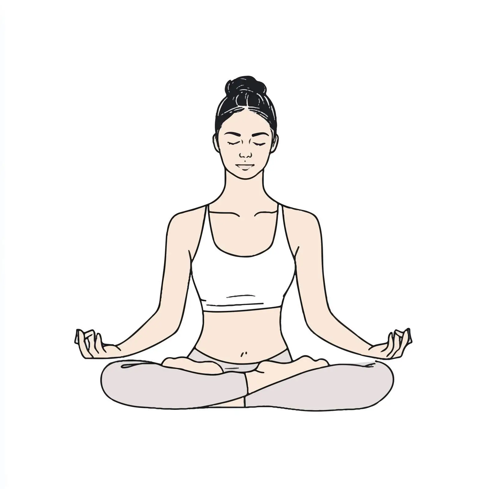 Woman Practicing Sukhasana Yoga Pose Illustration — free download from Dotvec