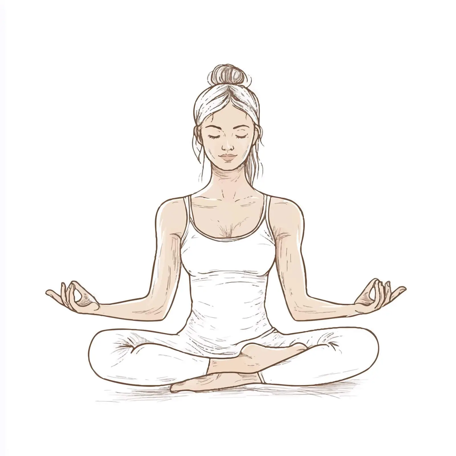 Hand-Drawn Woman Practicing Sukhasana Yoga — free download from Dotvec