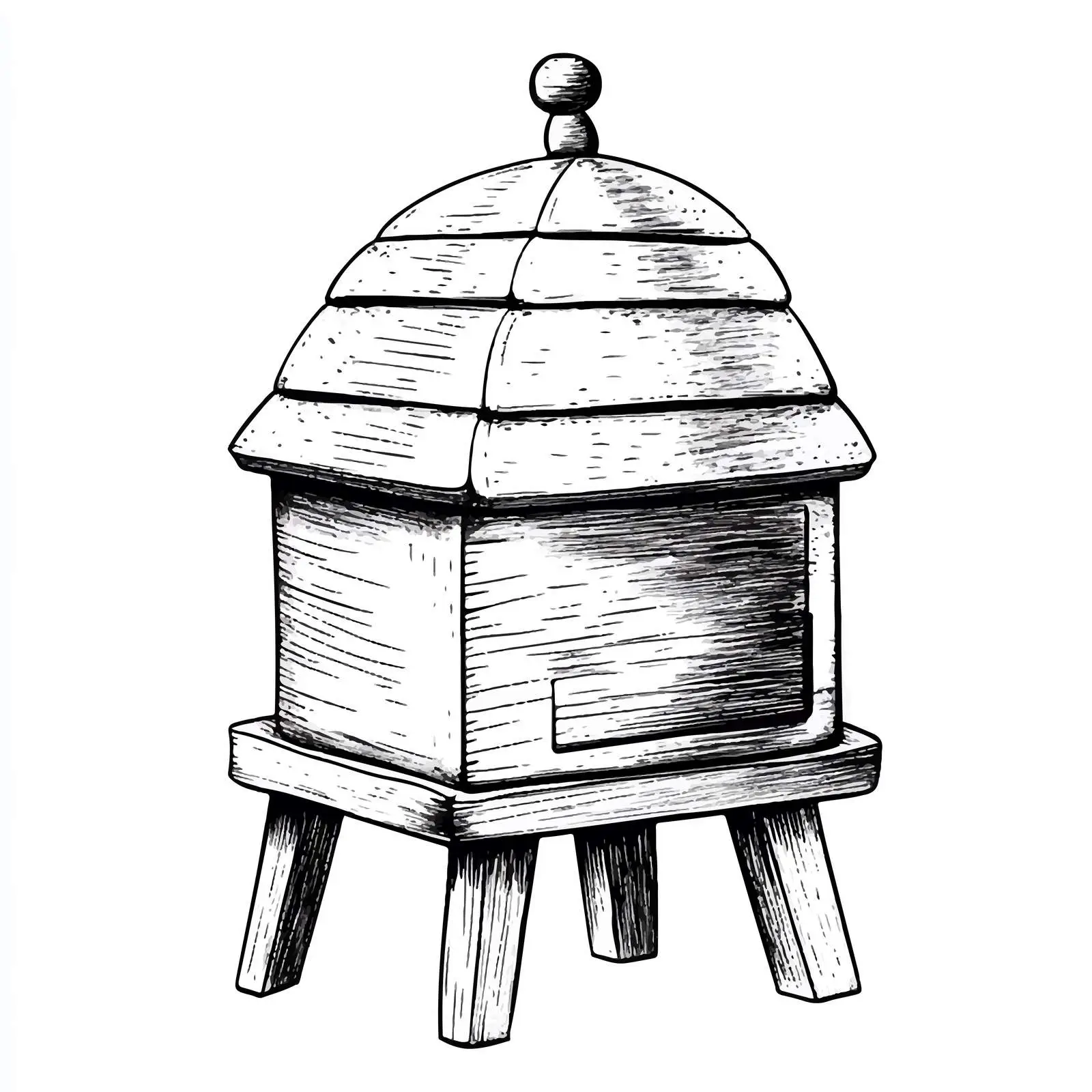 Hand-Drawn Wooden Hive Sketch Illustration — free download from Dotvec