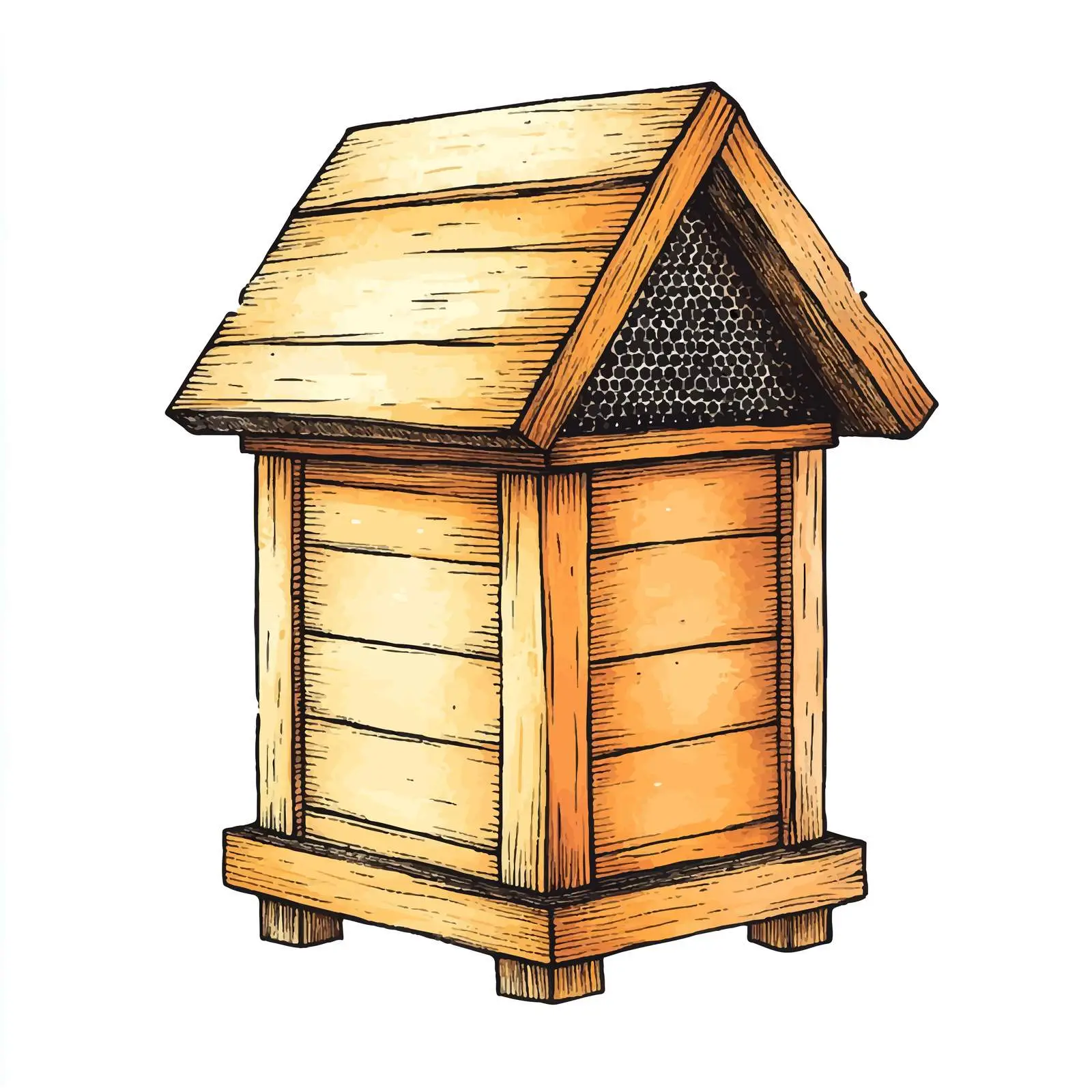 Hand Drawn Wooden Hive Sketch Isolated — free download from Dotvec
