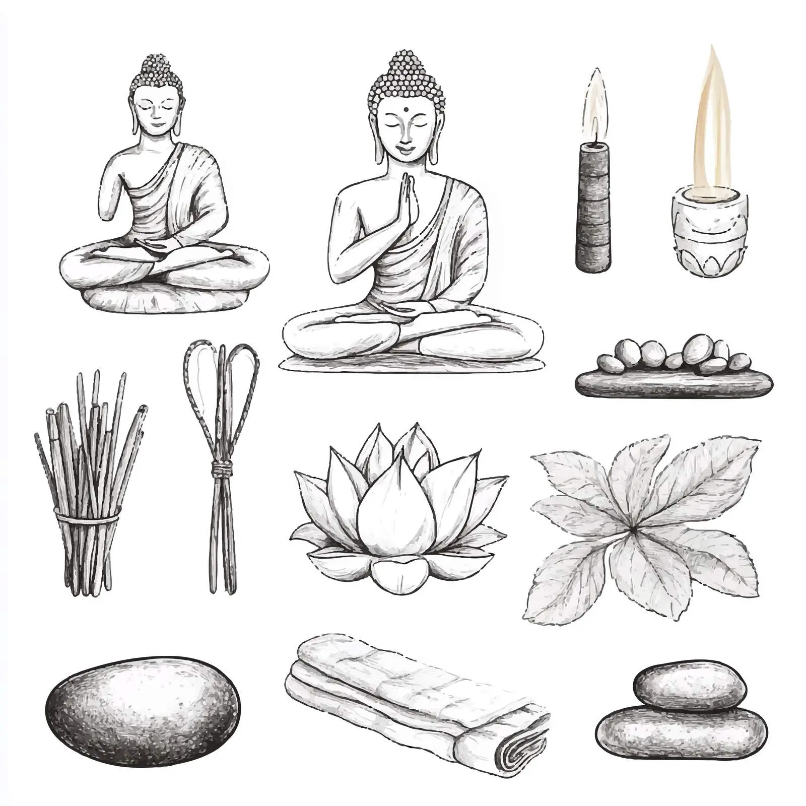 Hand-Drawn Yoga Elements and Accessories Set — free download from Dotvec