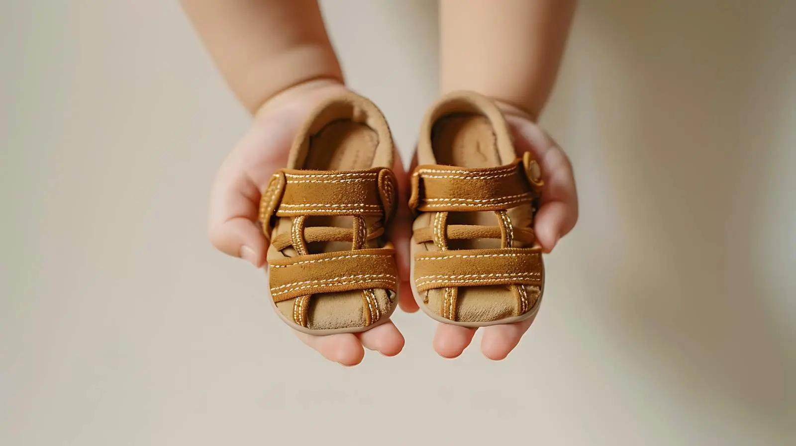 Cute Newborn Baby Sandals Held in Hand — free download from Dotvec