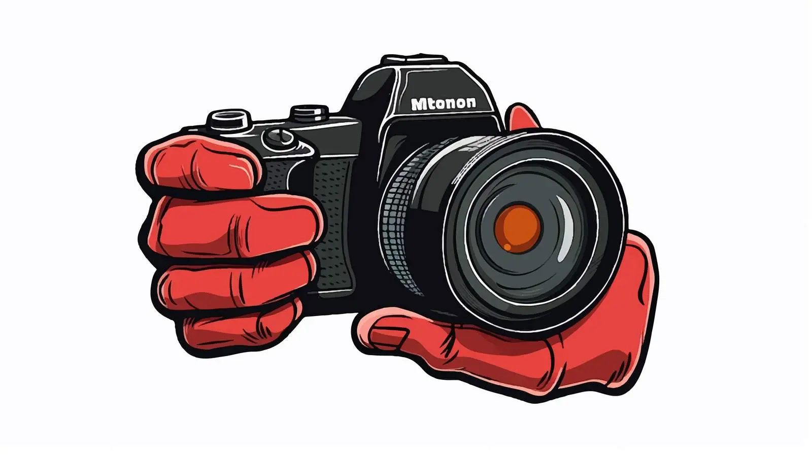 Cartoon Camera Logo Icon in Hand Design — free download from Dotvec