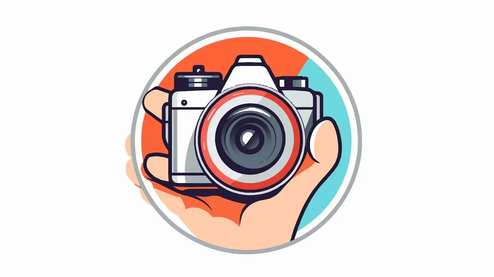 Cartoon Camera Icon with Hand Illustration — free download from Dotvec