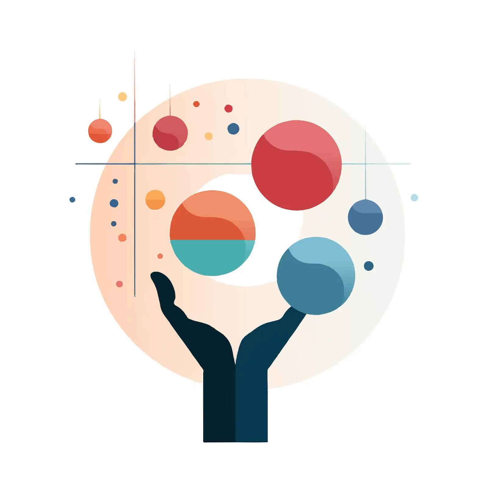 Abstract Hand Holding Geometric Semi-Circles Vector — free download from Dotvec