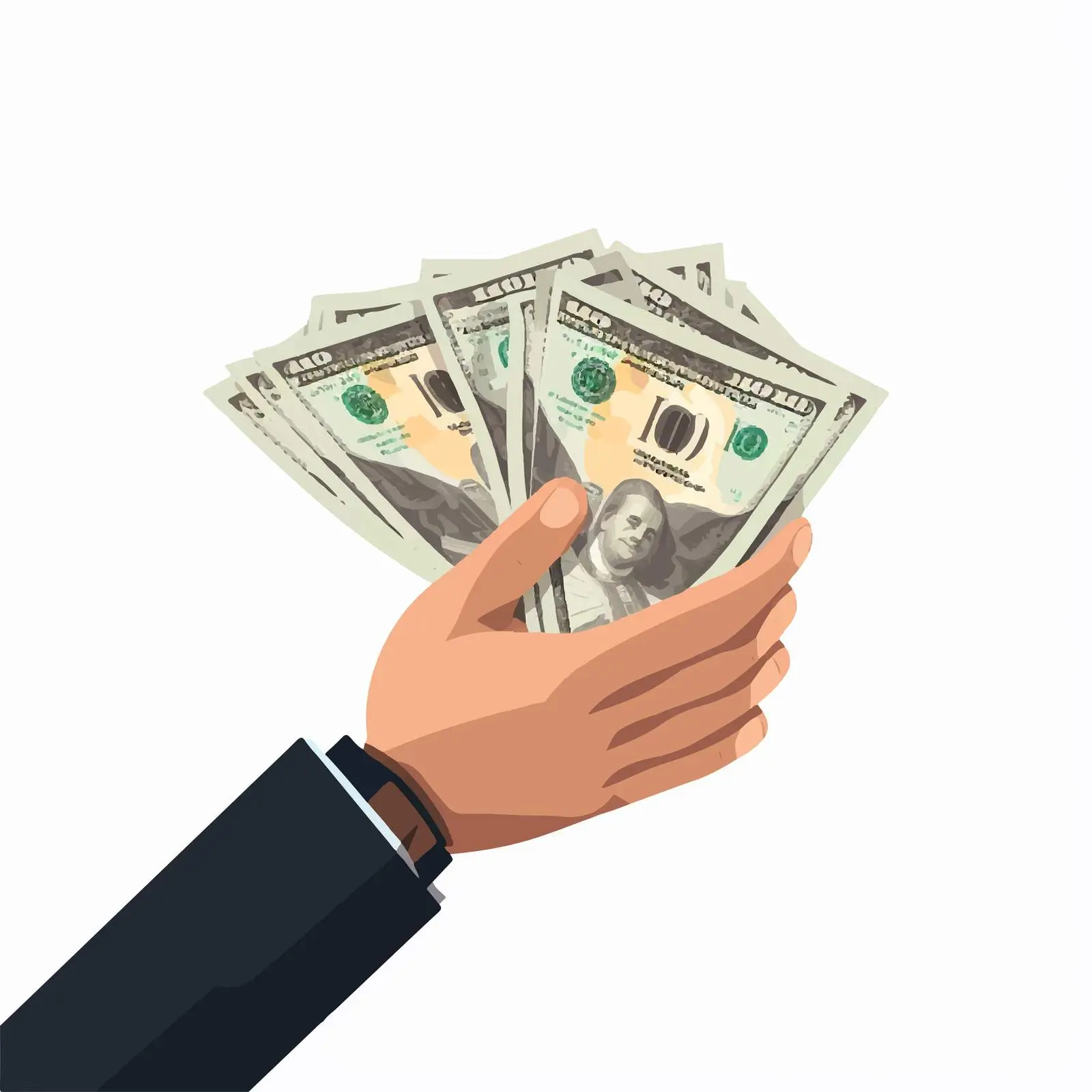 Hand Holding Cash in Financial Fraud – free deception image from Dotvec