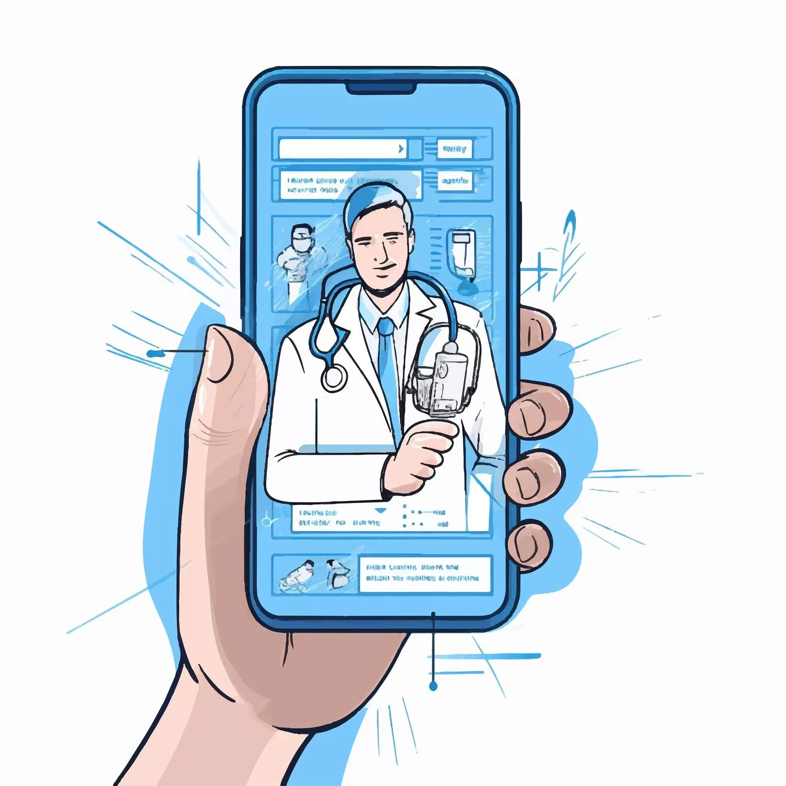Mobile Phone with Doctor's Messages Vector Art – free smartphone vector image from Dotvec