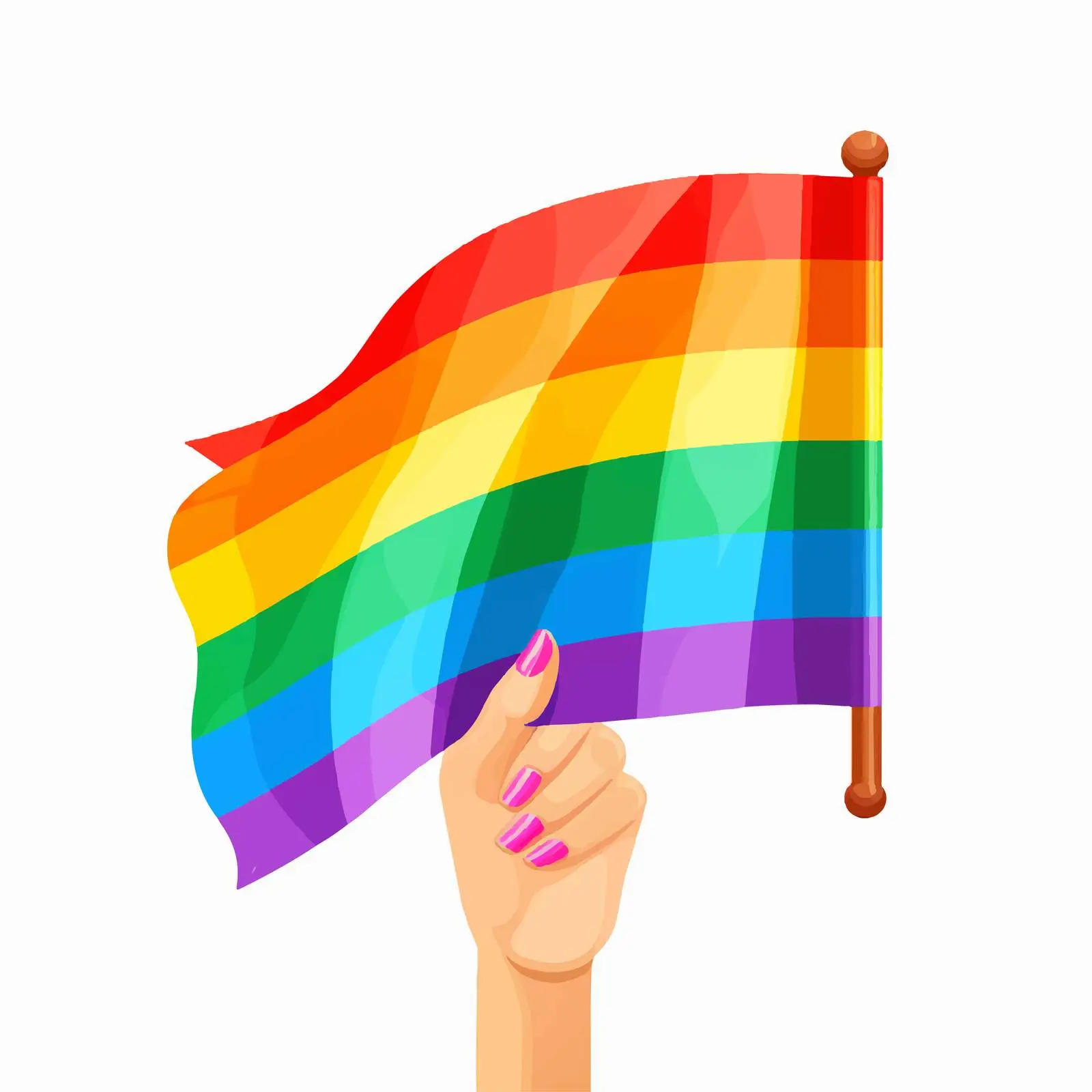 Hand Holding Rainbow Flag for LGBTQ+ Pride — free download from Dotvec