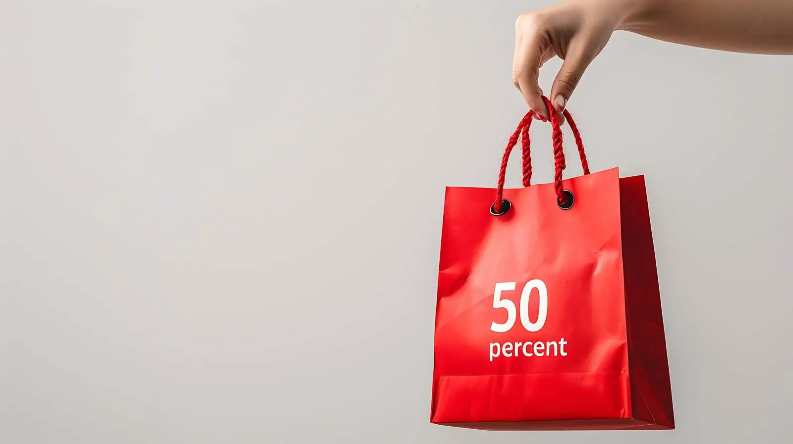 Red Craft Shopping Bag with Sale Sign — free download from Dotvec