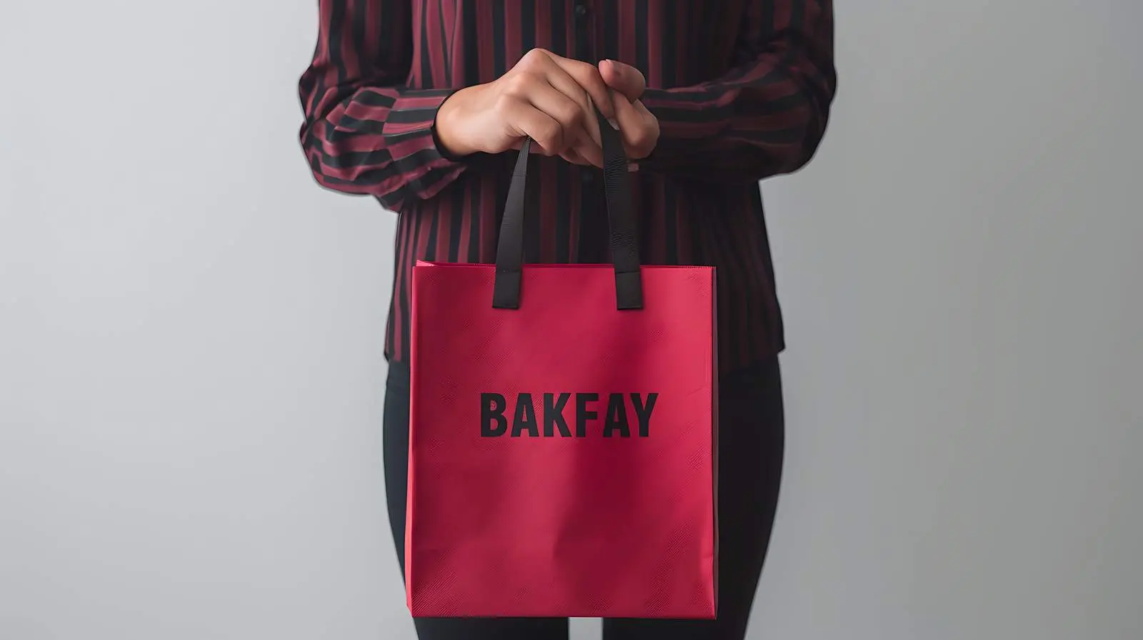 Hand Holding Red Shopping Bag with Sale Sign – free gift bag image from Dotvec