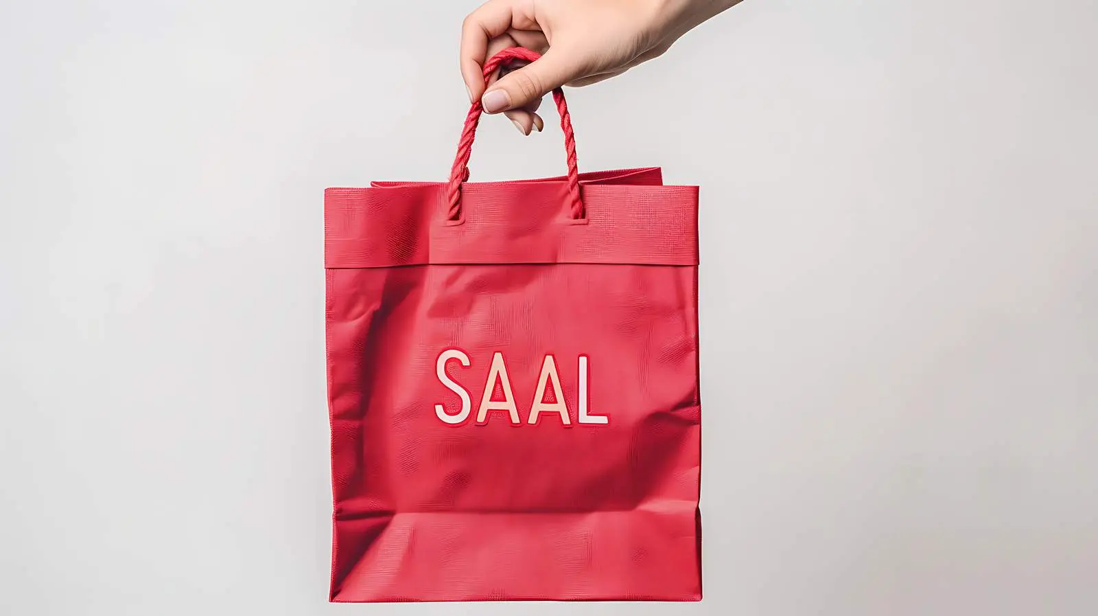 Hand Holding Red Shopping Bag with SALE Sign — free download from Dotvec