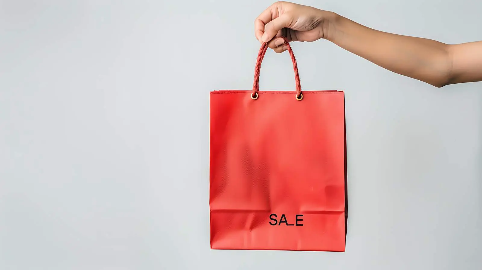 Red Craft Shopping Bag with Sale Sign – free gift bag image from Dotvec