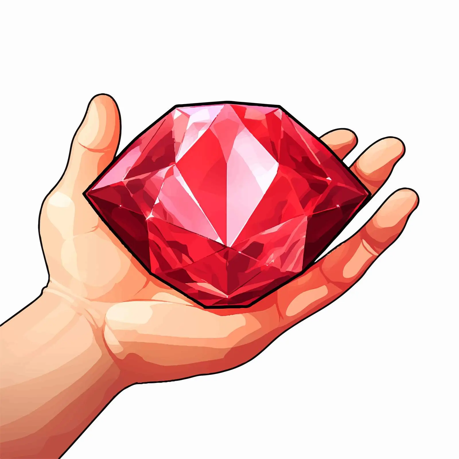 Cartoon Hand Holding Ruby Illustration Vector — free download from Dotvec