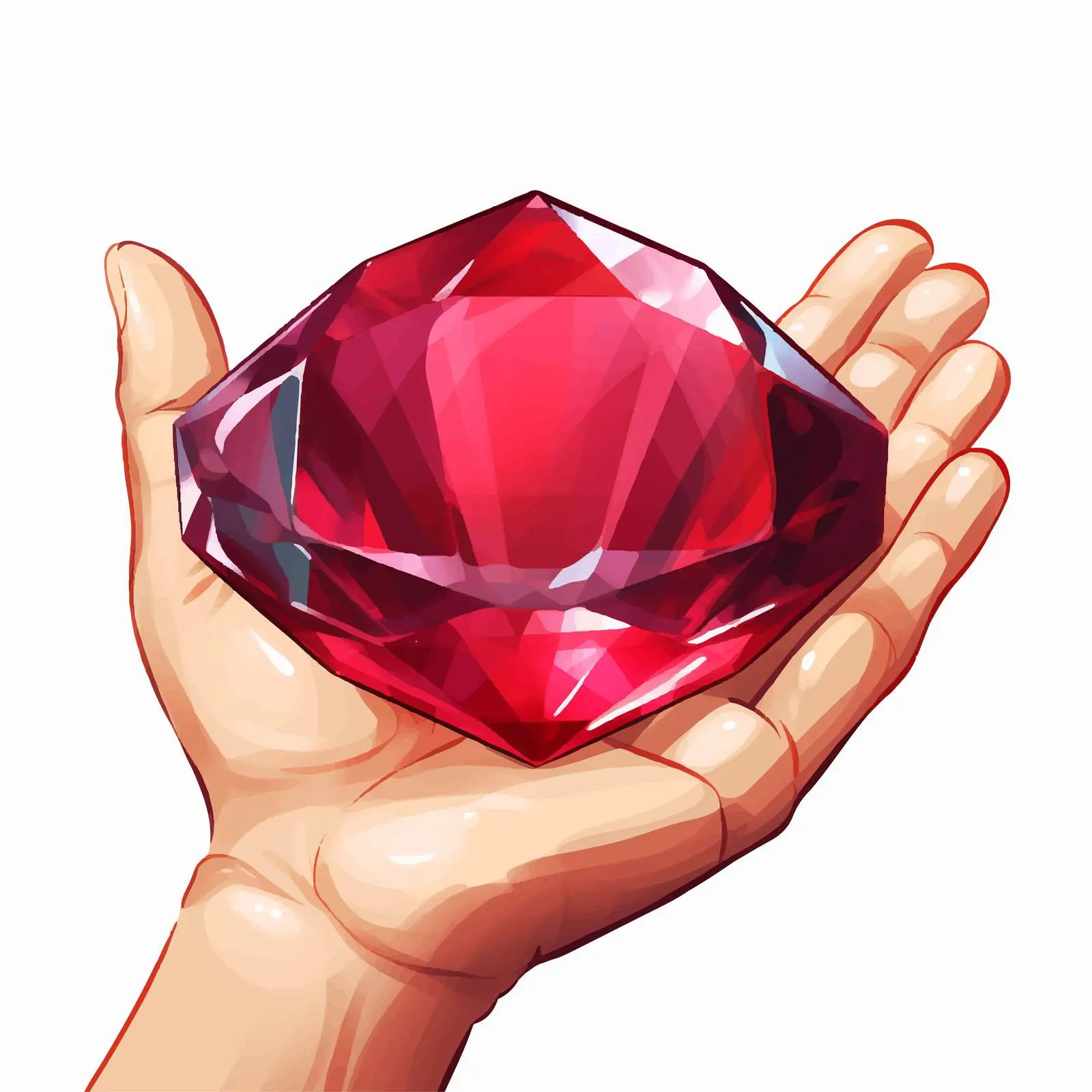 Cartoon Hand Holding Ruby Illustration — free download from Dotvec