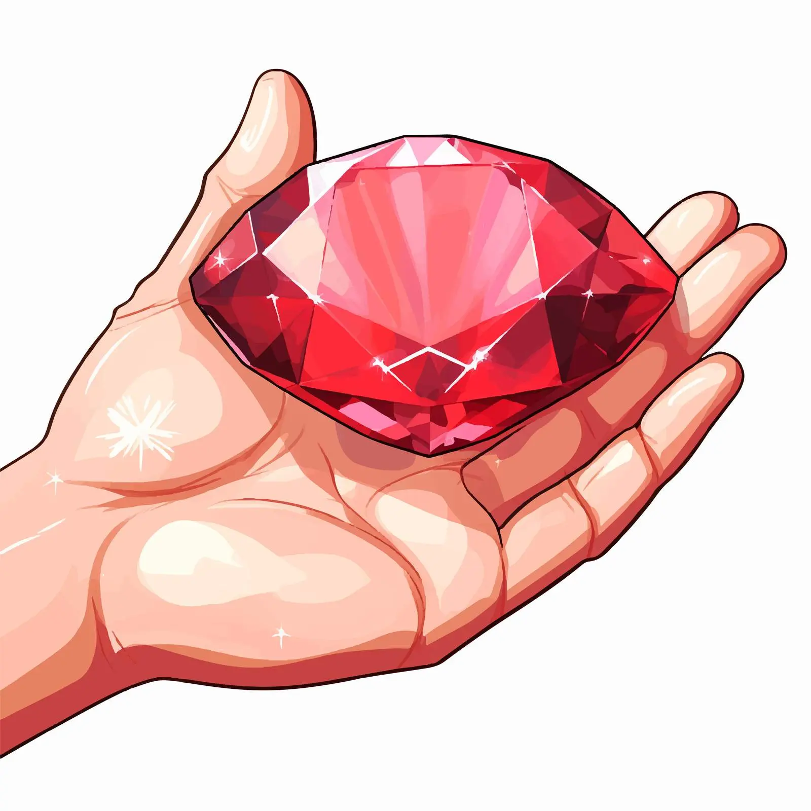 Hand Holding Ruby Cartoon Vector Illustration — free download from Dotvec