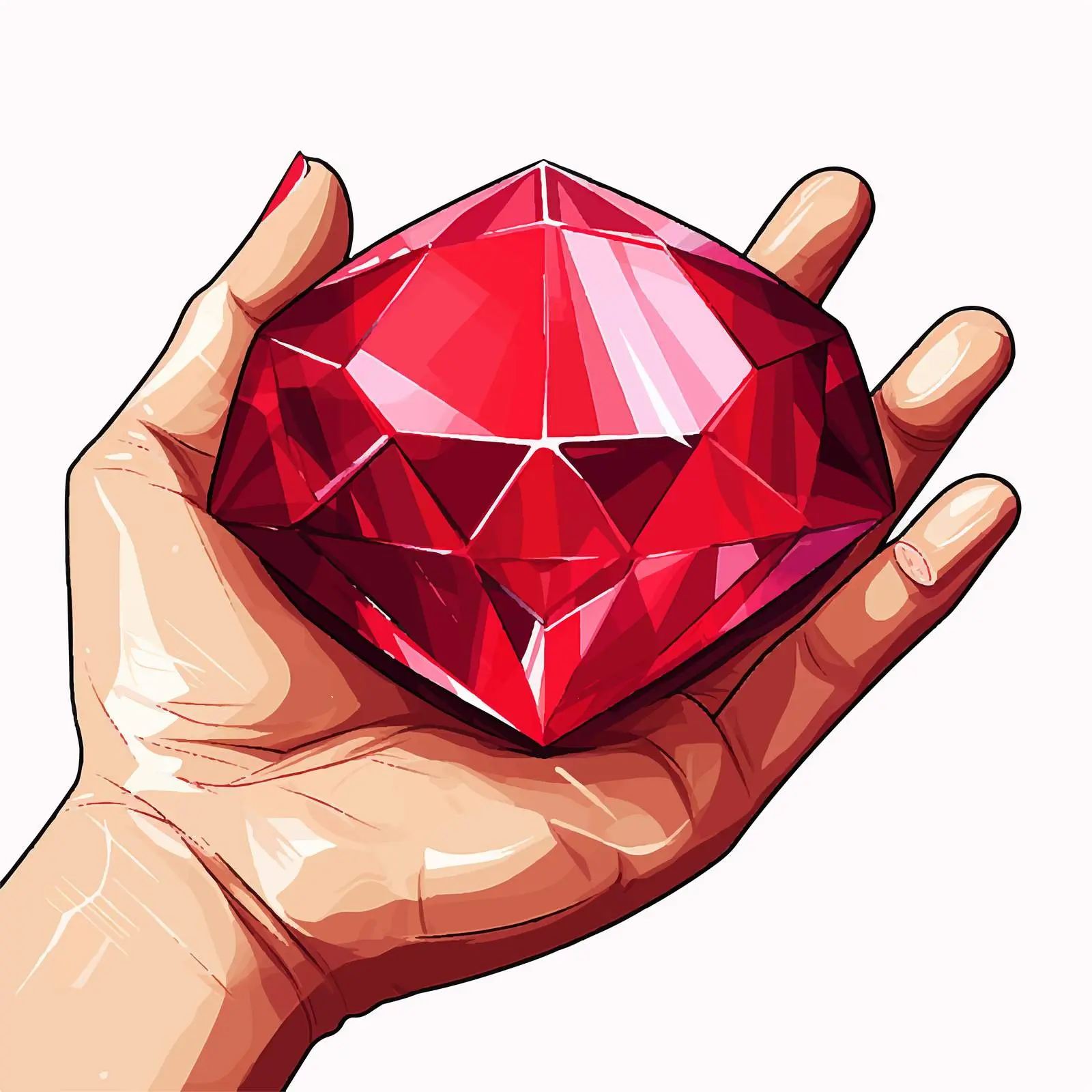 Cartoon Hand Holding Ruby Vector Illustration – free gemstone image from Dotvec