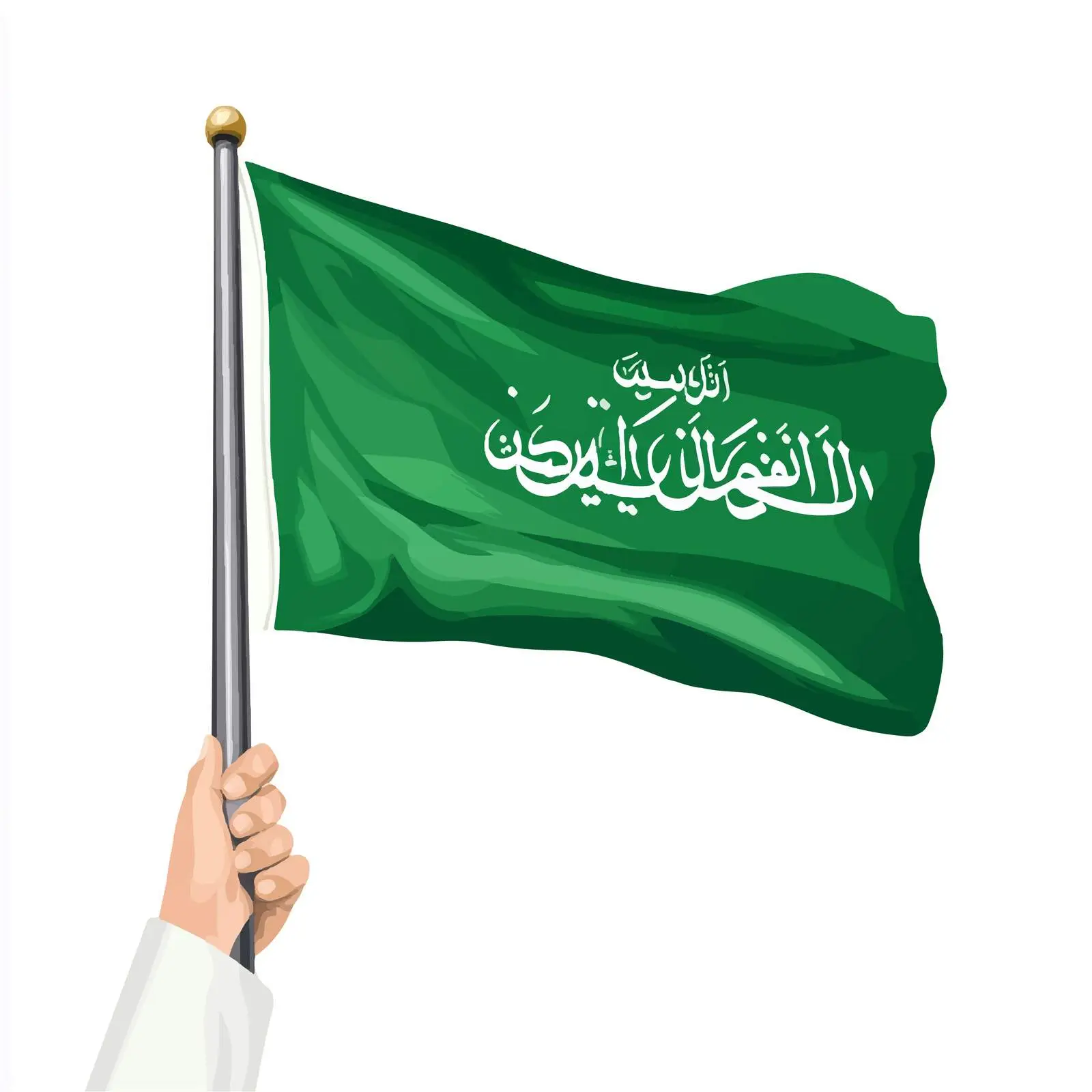 Hand Holding Saudi Flag Centered Composition — free download from Dotvec