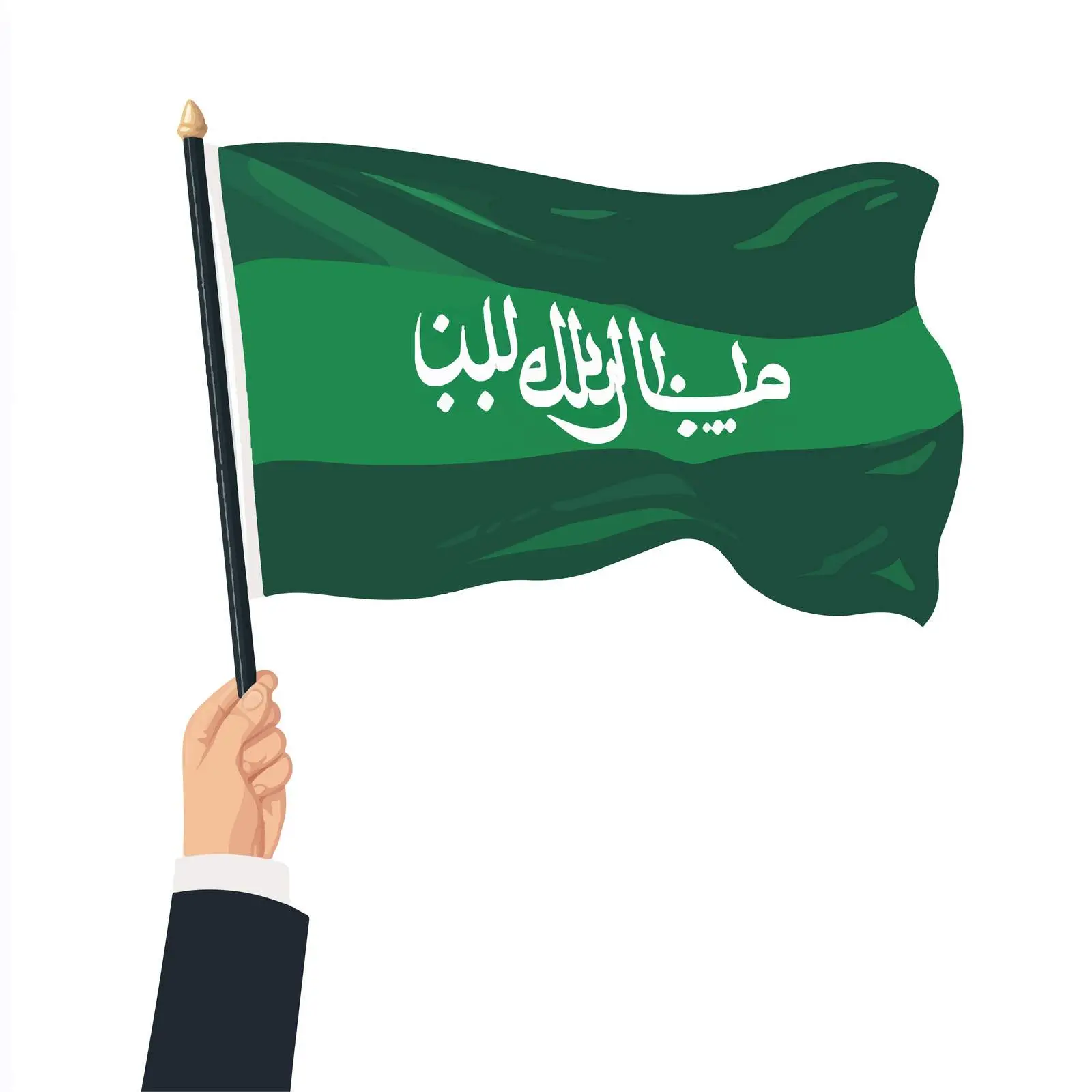 Hand Holding Saudi Flag Centered Composition — free download from Dotvec