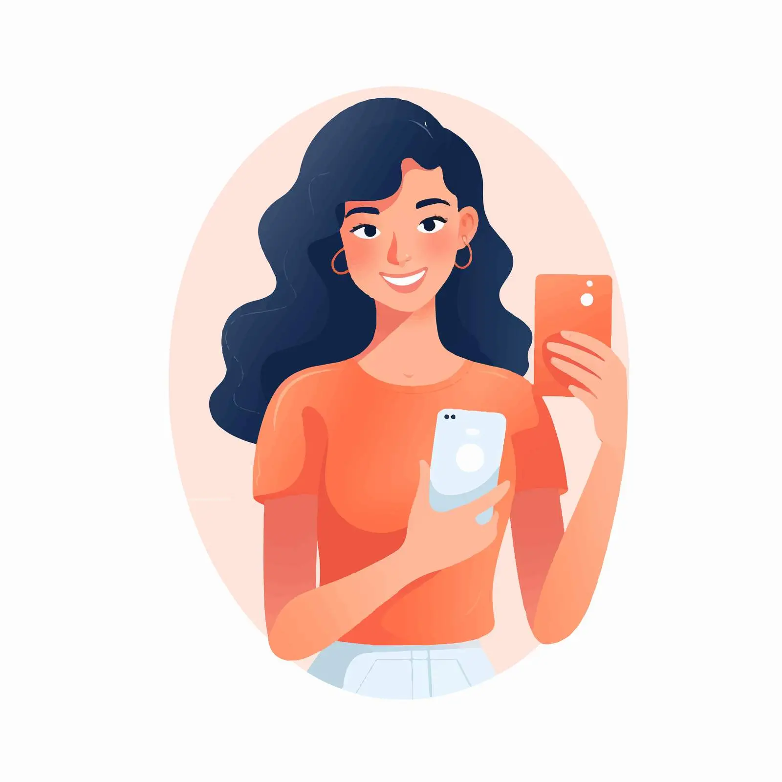 Woman Holding Smartphone Cartoon Vector Illustration — free download from Dotvec
