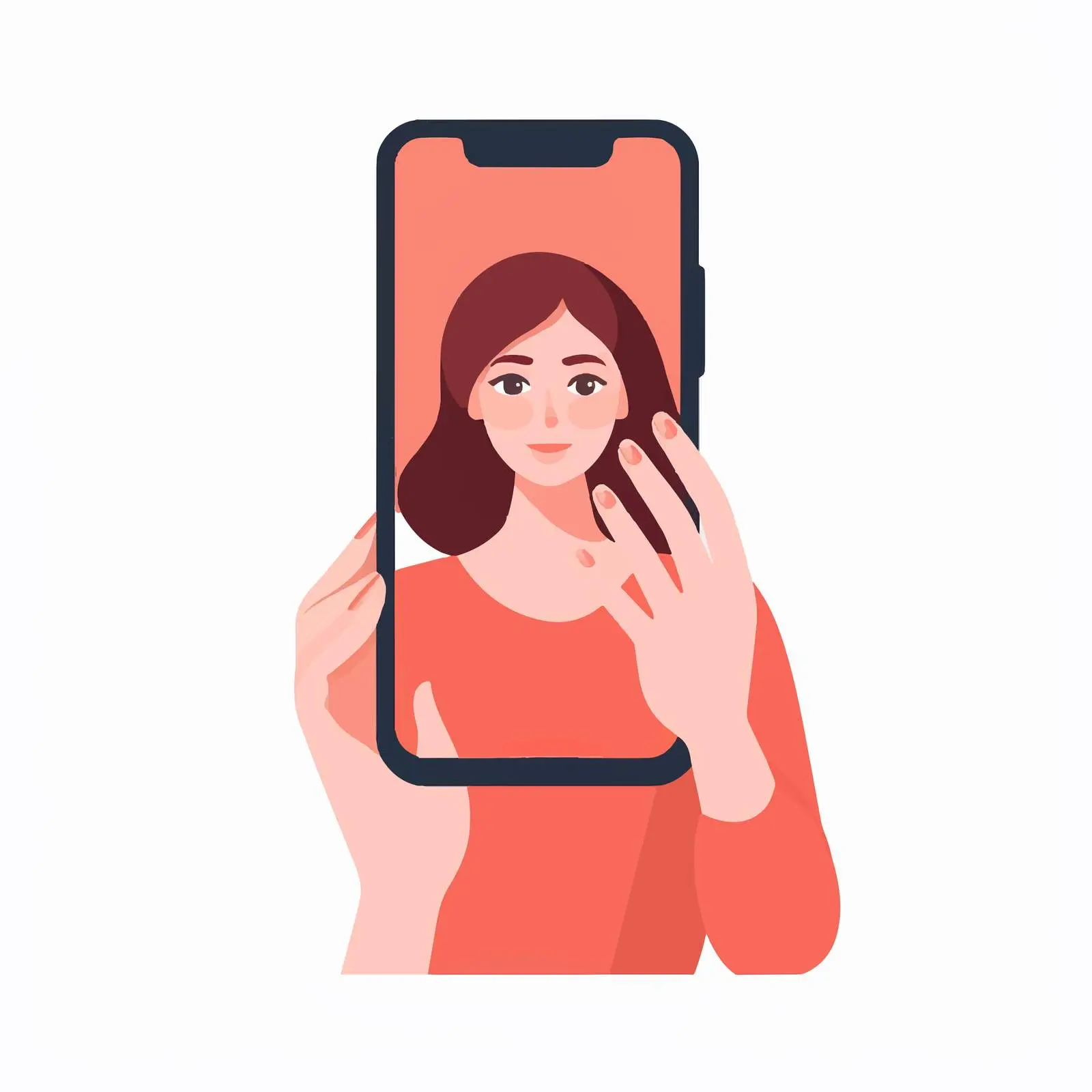 Woman Holding Smartphone Cartoon Vector Illustration — free download from Dotvec
