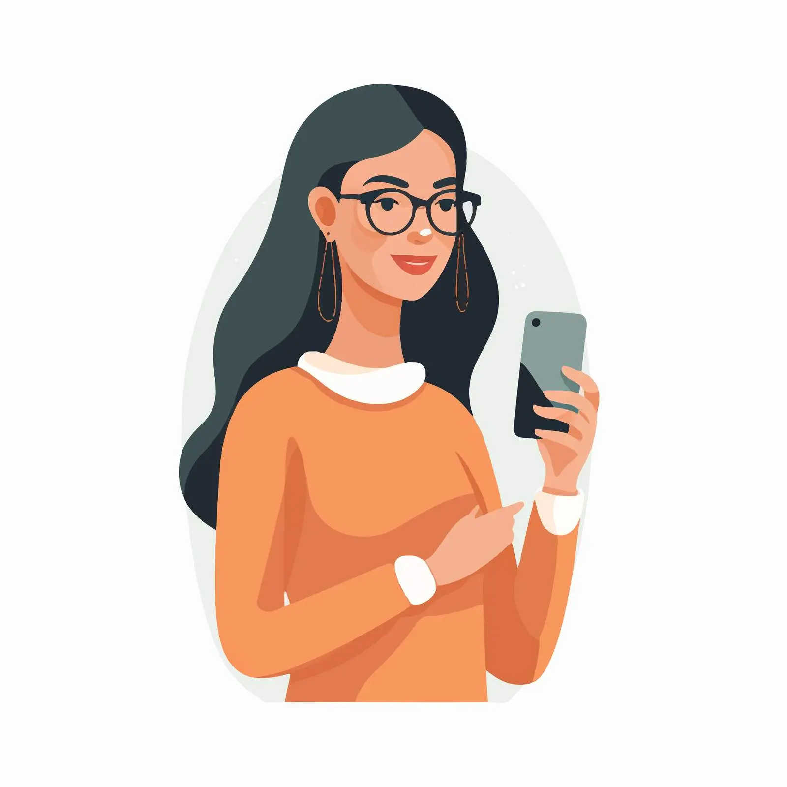 Woman Holding Smartphone Cartoon Vector Illustration — free download from Dotvec