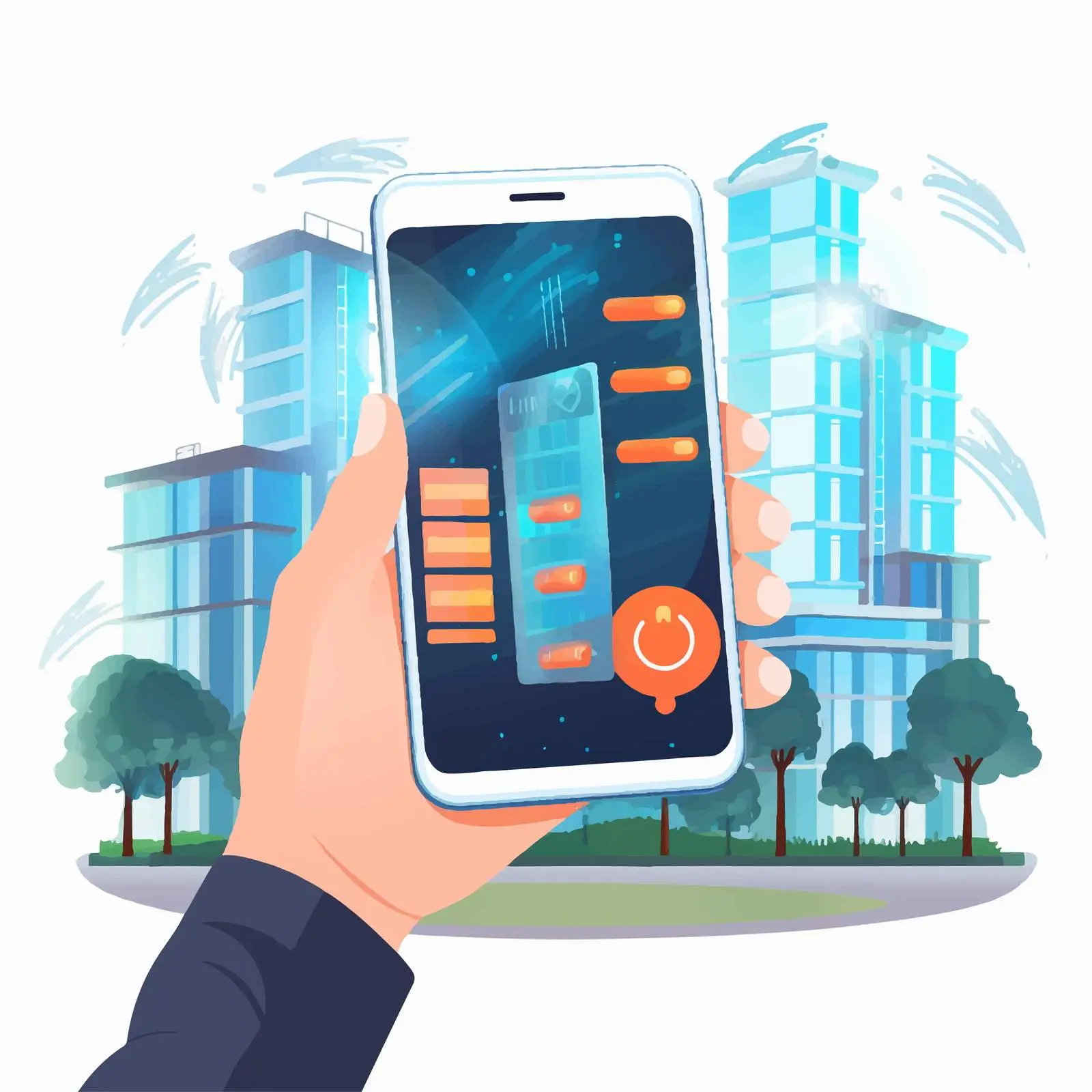 Hand Holding Smartphone with Home Automation App – free app development image from Dotvec
