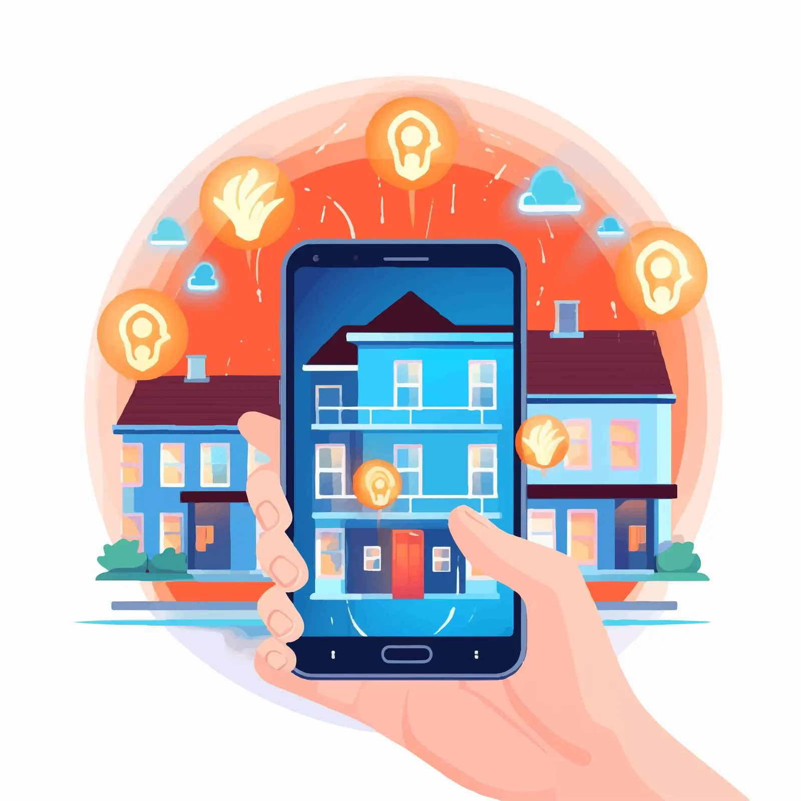 Hand Holding Smartphone with Home Automation App — free download from Dotvec