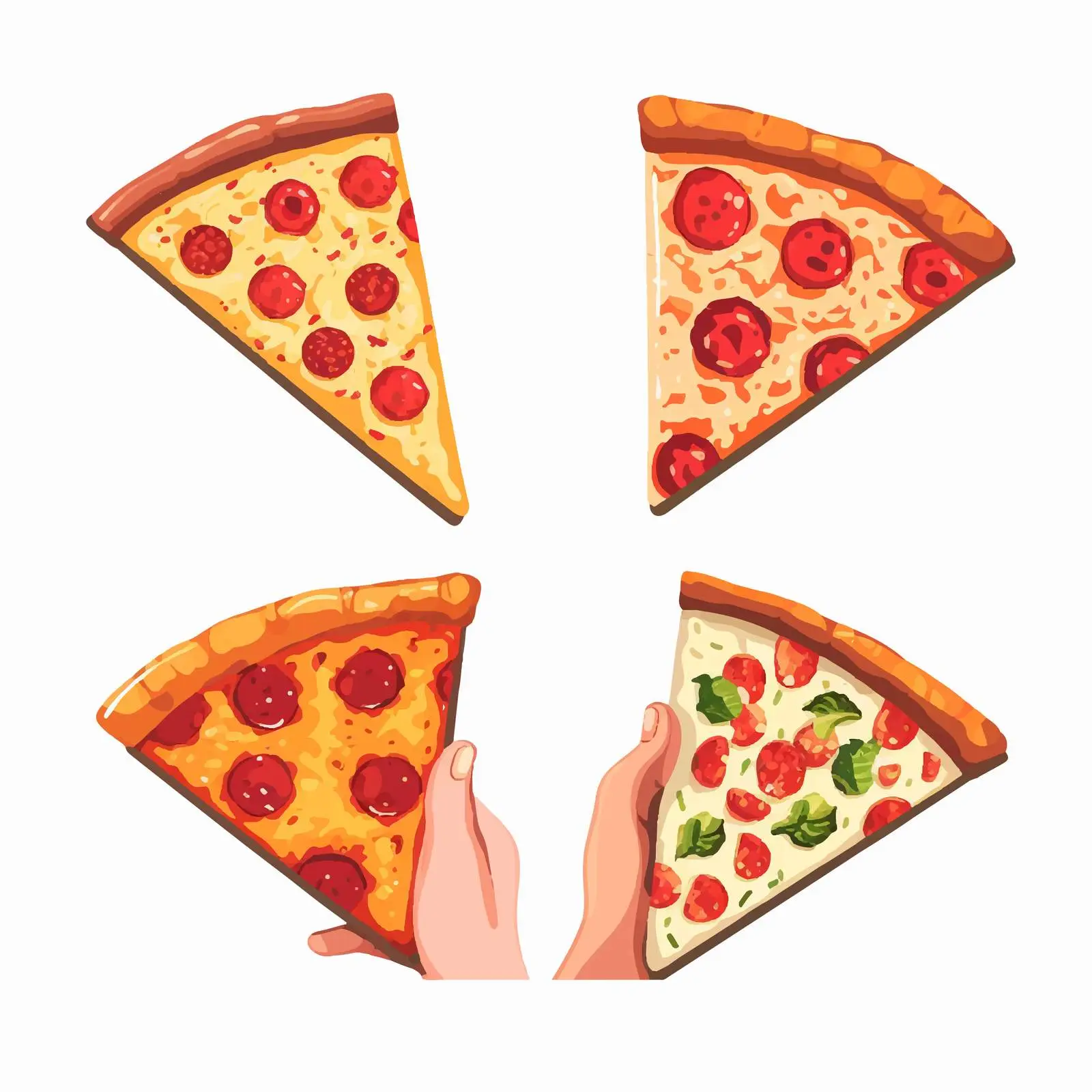 Hand Holding Triangle Pizza Slices Vector Art — free download from Dotvec