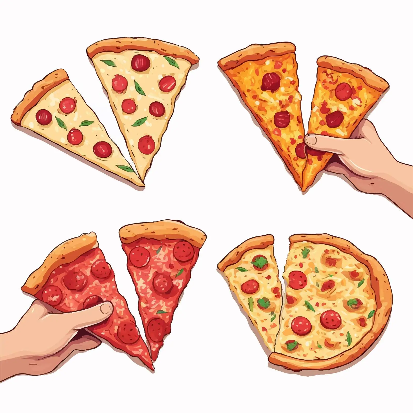 Hand Holding Pizza Slices Set — free download from Dotvec