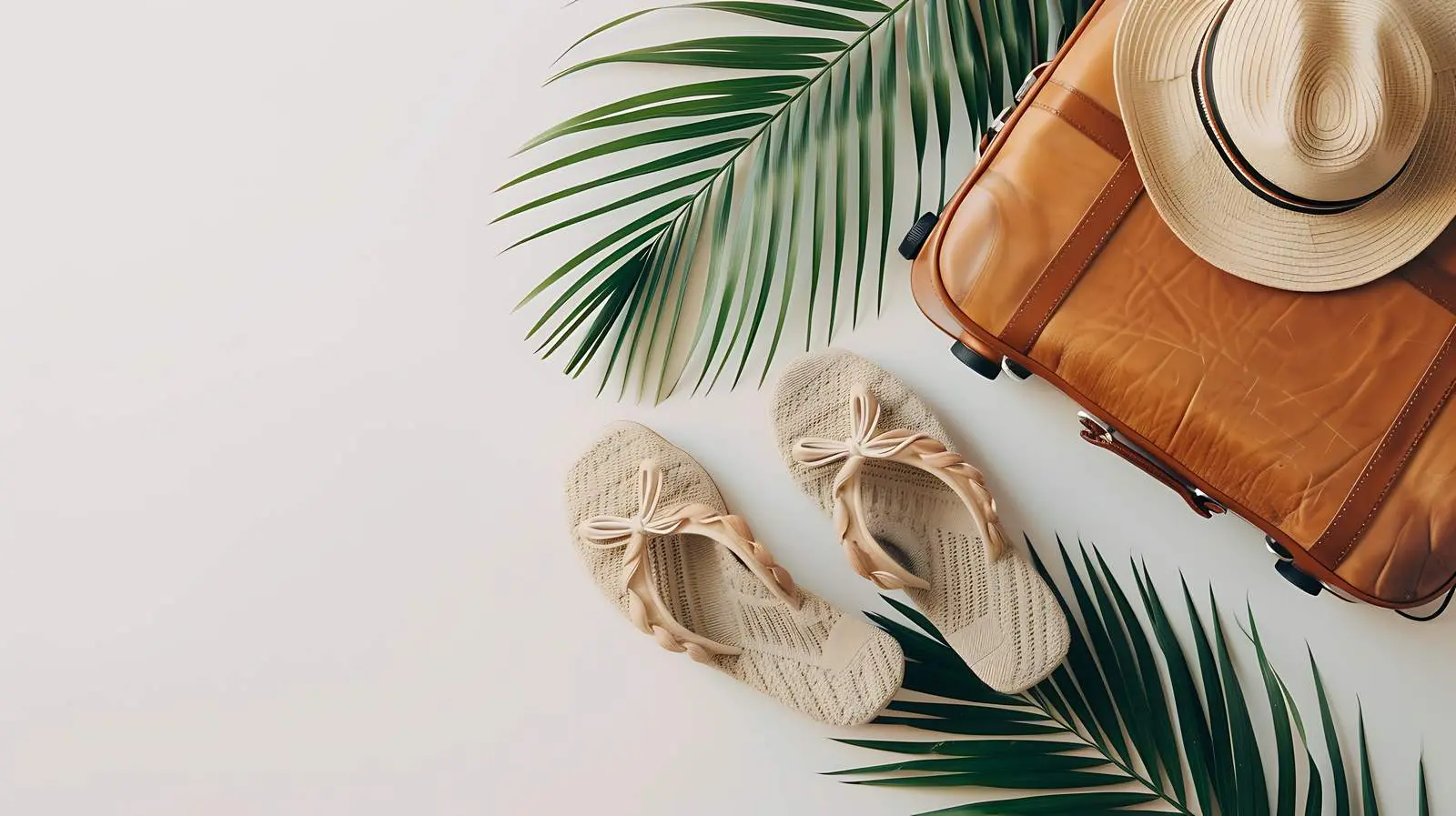 Stylish Straw Slippers and Hand Luggage – free luggage image from Dotvec