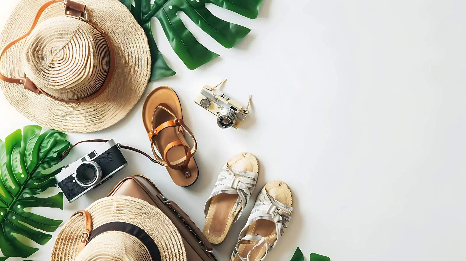 Stylish Female Straw Slippers with Hand Luggage — free download from Dotvec