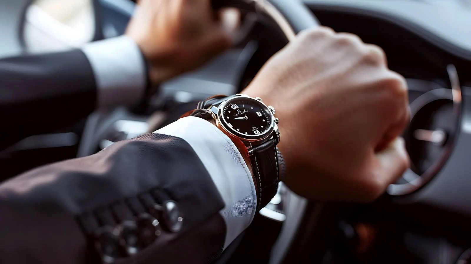 Elegant Watch Worn by Handsome Driver — free download from Dotvec