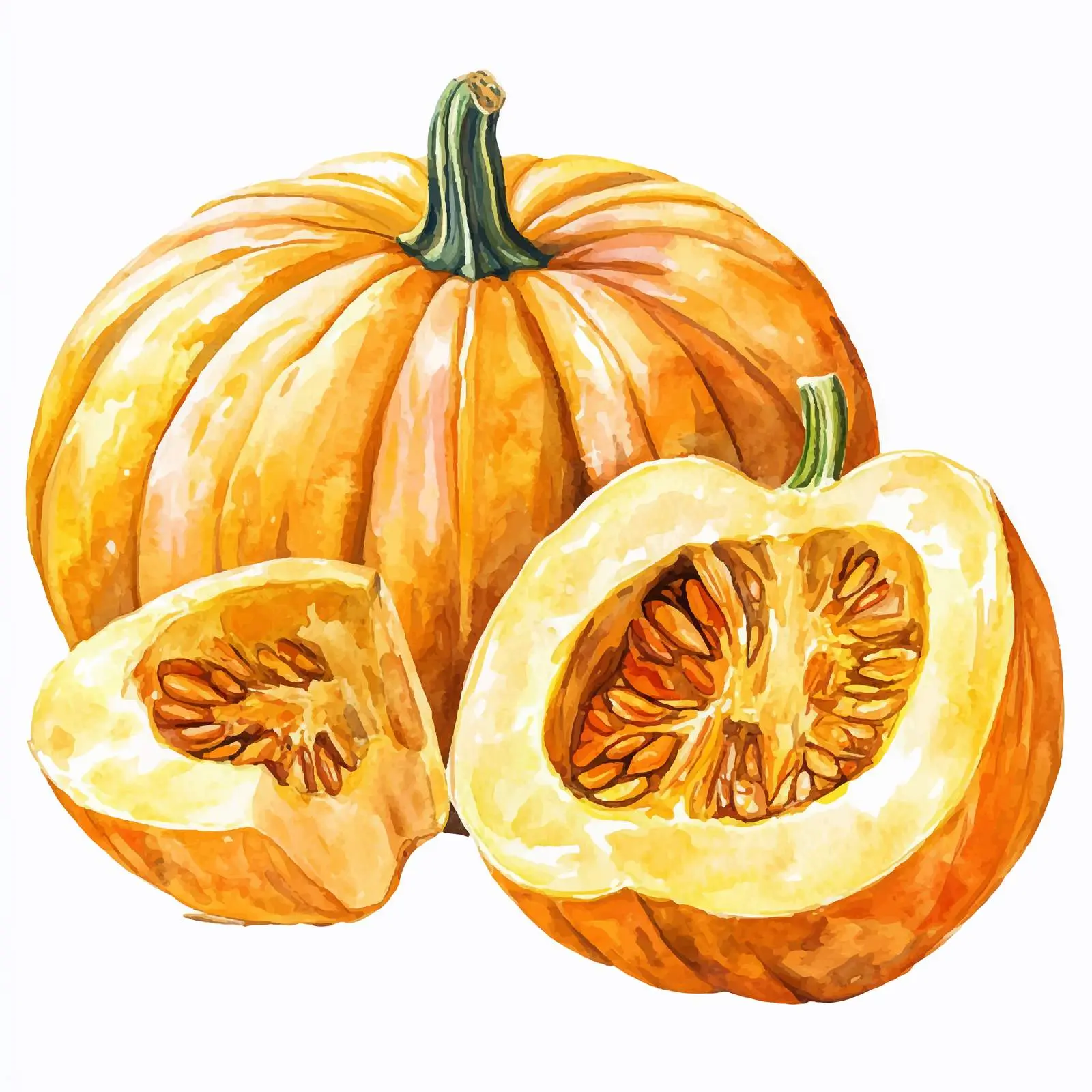 Hand Painted Watercolor Pumpkin Pieces — free download from Dotvec